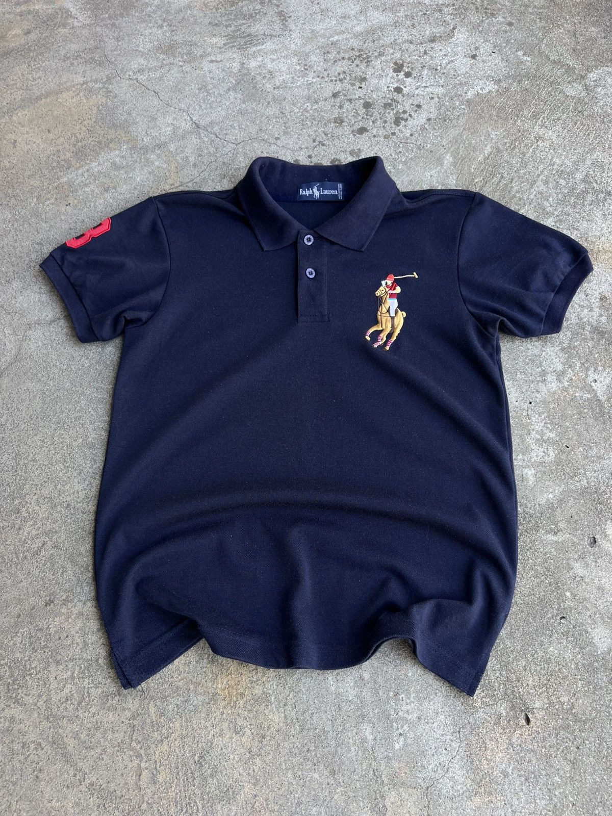 【90s】Polo by Ralph Lauren big polo shirt Polo Ralph Lauren Blue Yellow Big Pony Logo Polo Shirt #3