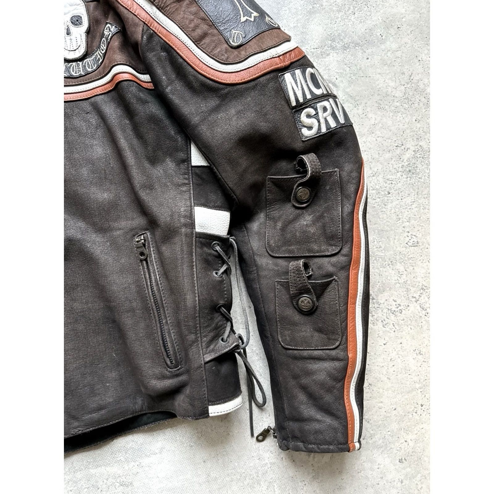 Vintage VINTAGE Unbranded JACKET Leather Biker Racing MEN'S SIZE M Adult Size US M / EU 48-50 / 2 - 6 Thumbnail