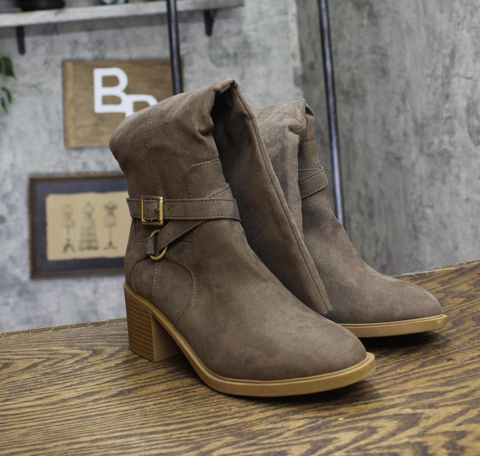 Style & Co New Style & Co. Heel Boots Dark Taupe Microsuede Brown 7m Size US 7 / IT 37 - 2 Thumbnail