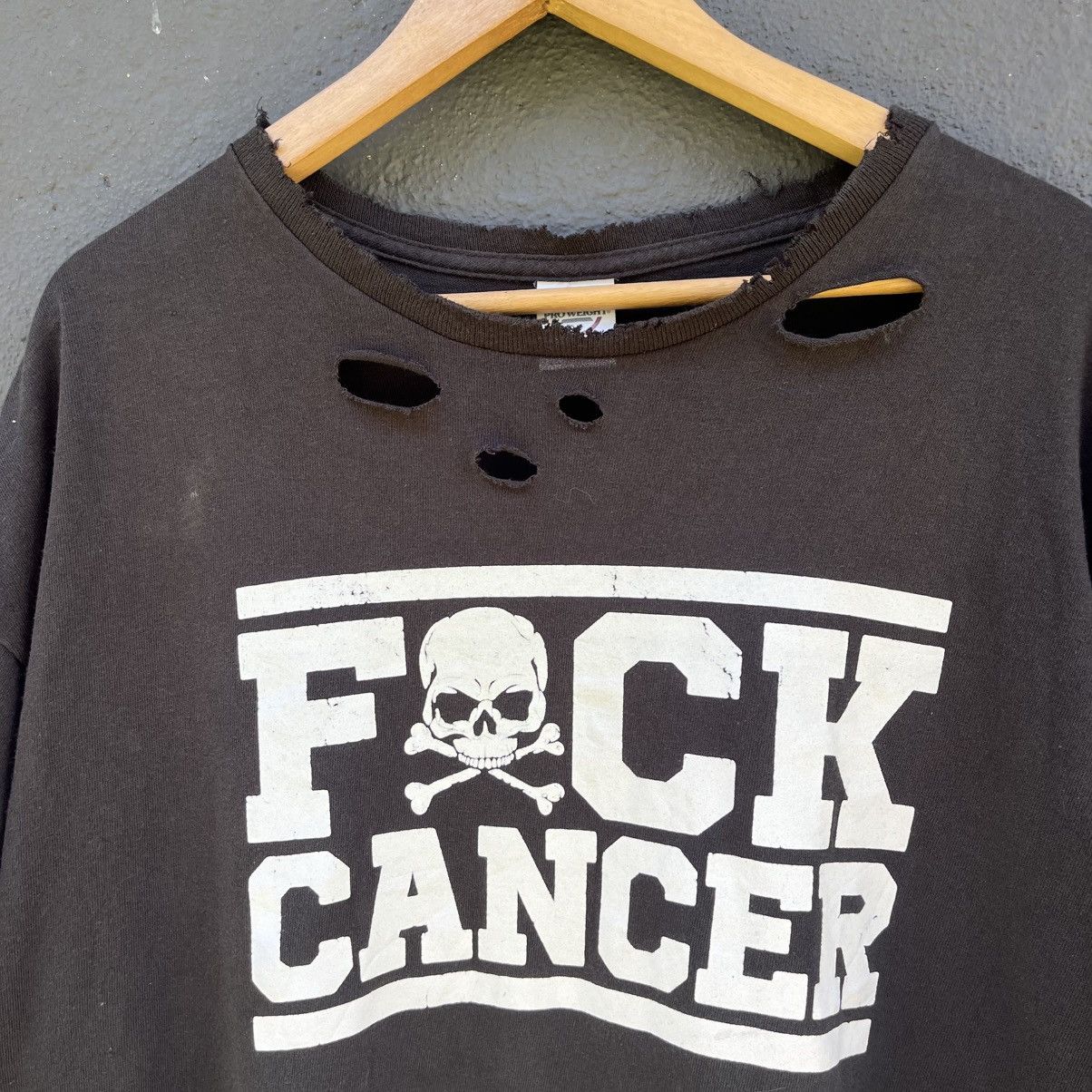 Vintage Thrashed Fuck Cancer Faded Distressed Shirt ERD Grunge WWC Size US XXL / EU 58 / 5 - 2 Thumbnail