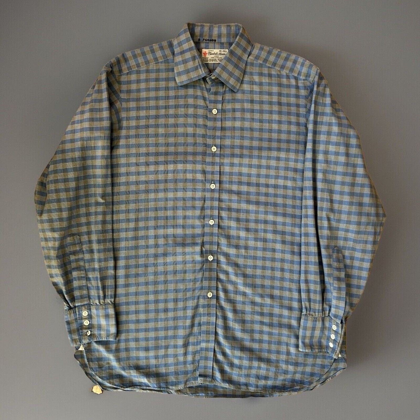Turnbull & Asser × Vintage Turnball & Asser Shirt 16.5 Blue Gray Striped Long Sleeve Size US XL / EU 56 / 4 - 1 Thumbnail