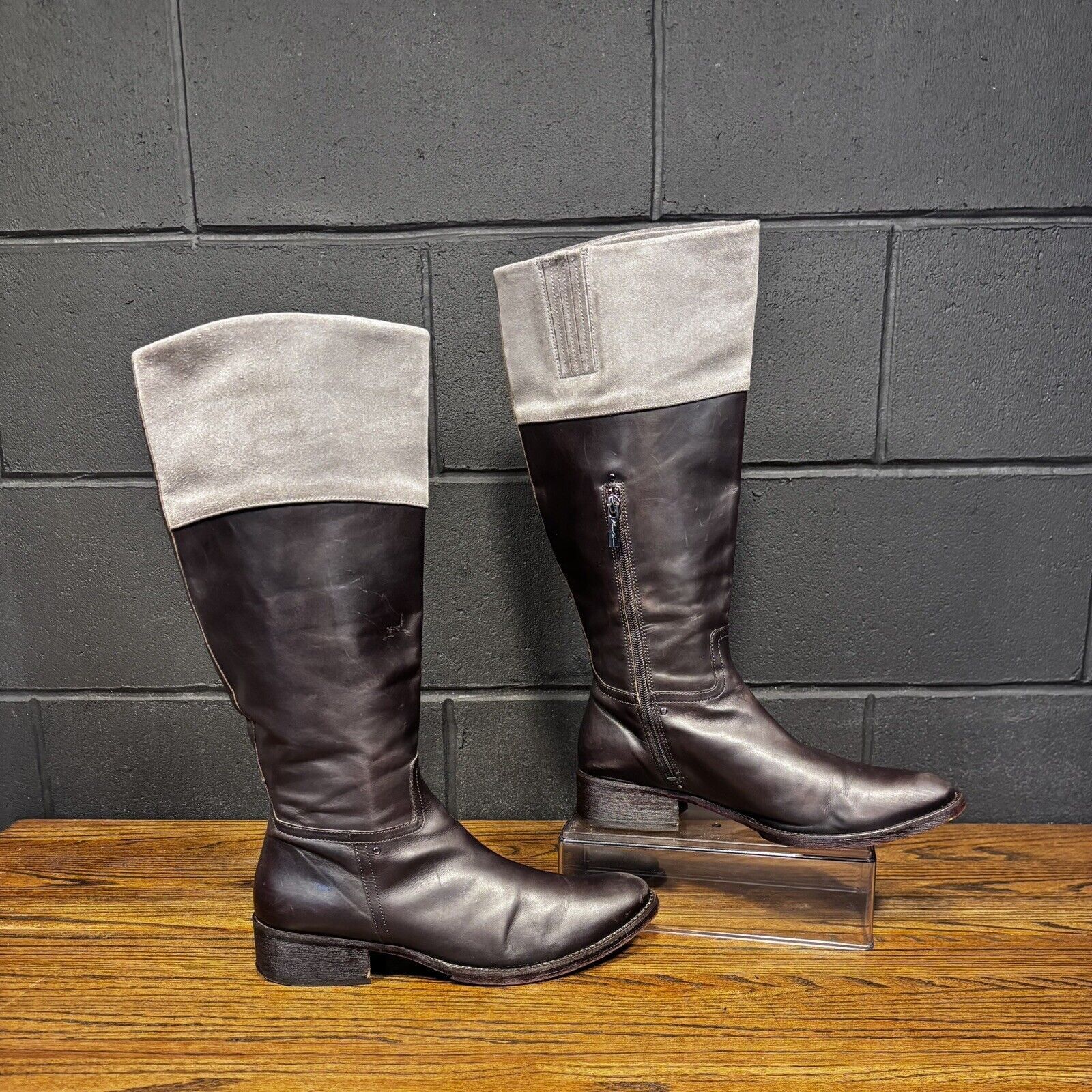 Kenneth Cole KENNETH COLE Rebellious Brown Leather Knee High Riding Boots Size US 9.5 / IT 39.5 - 2 Thumbnail