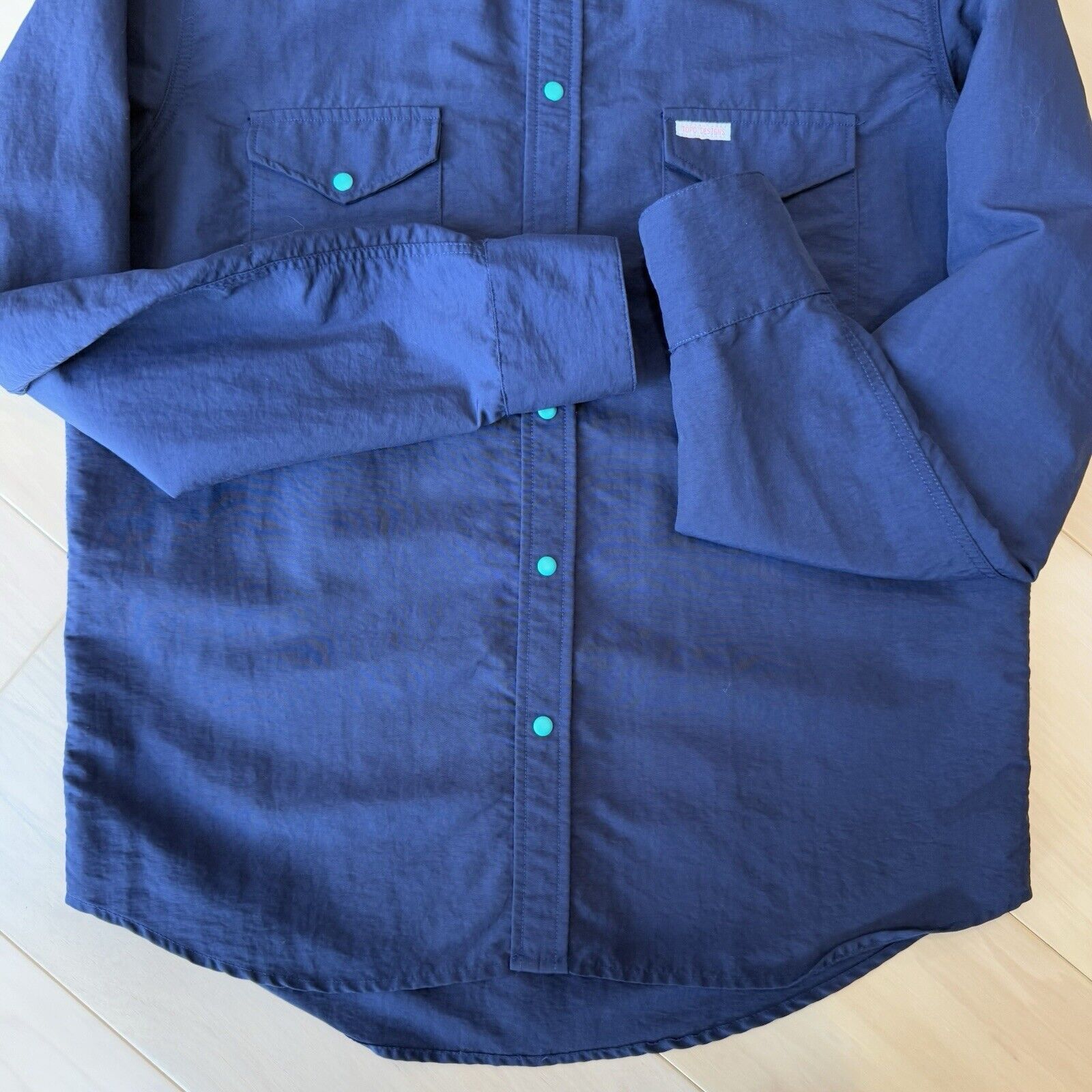 Topo Designs Topo Designs Shirt Medium Blue Nylon Button Up Workwear Size US M / EU 48-50 / 2 - 5 Thumbnail