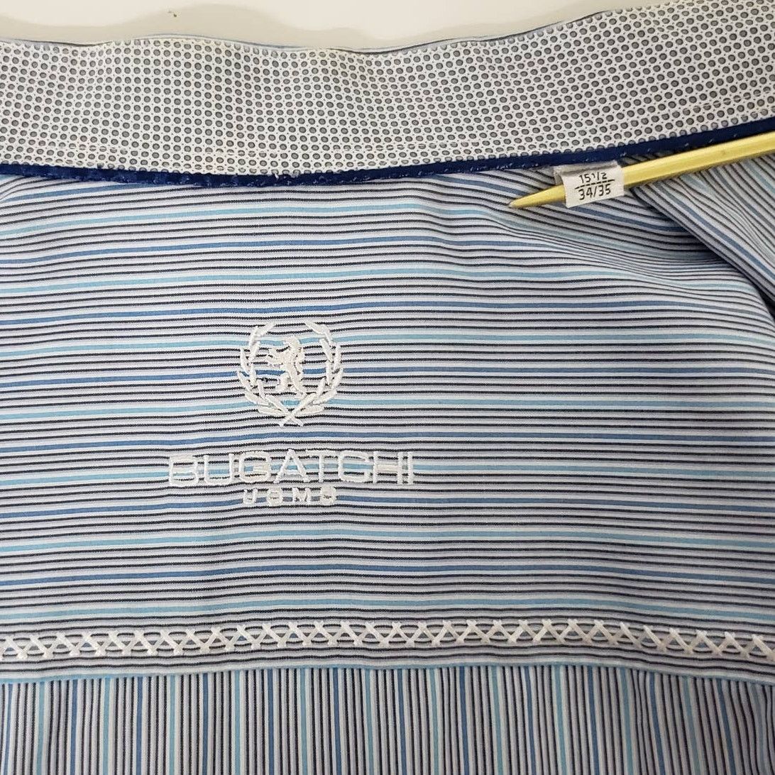 BUGATCHI Bugatchi Uomo Dress Shirt Striped Contrast Cuff 15.5 34/35 Size US S / EU 44-46 / 1 - 11 Thumbnail