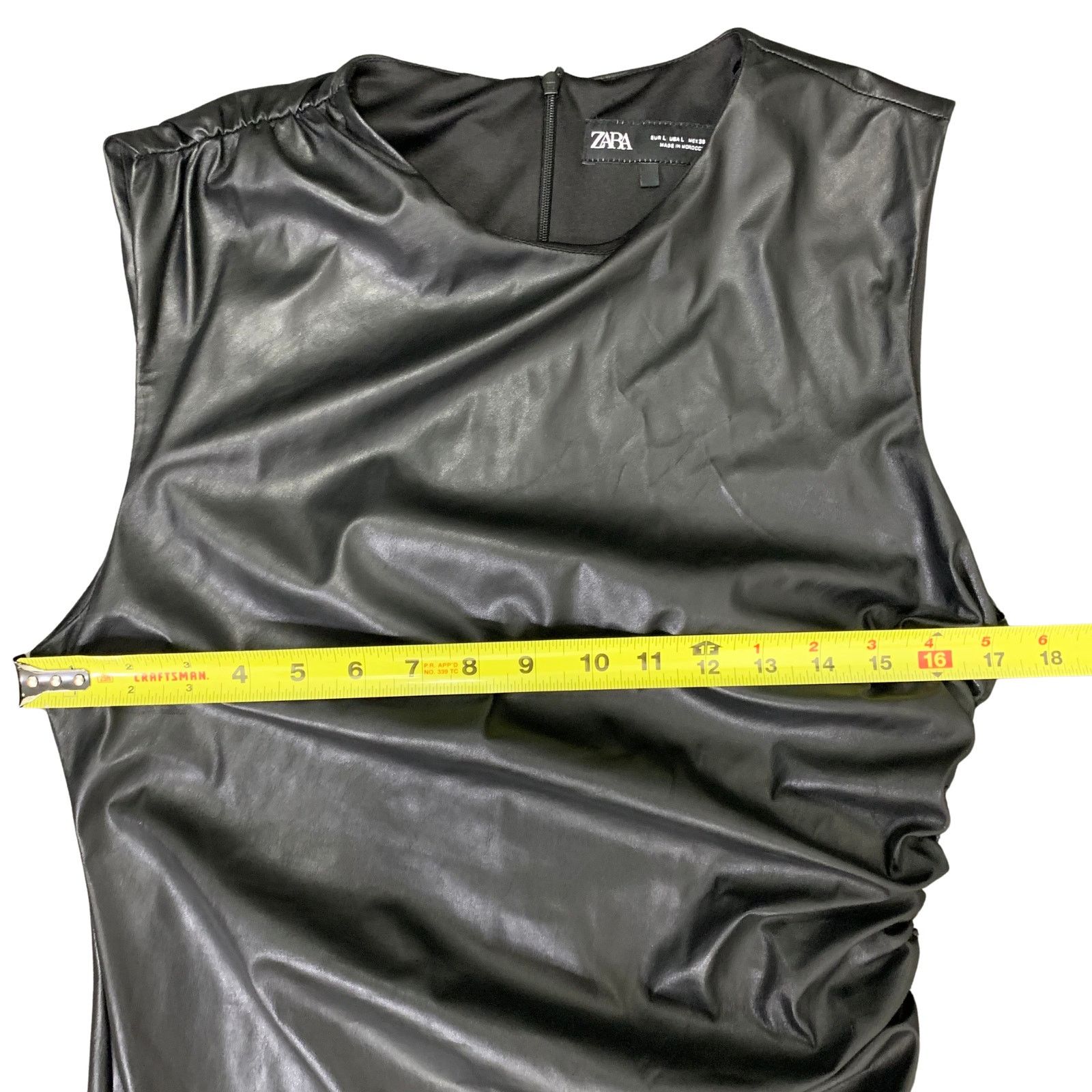 Zara Zara Faux Leather Dress w/ Gathering Detail | Women's L Size L / US 10 / IT 46 - 5 Thumbnail