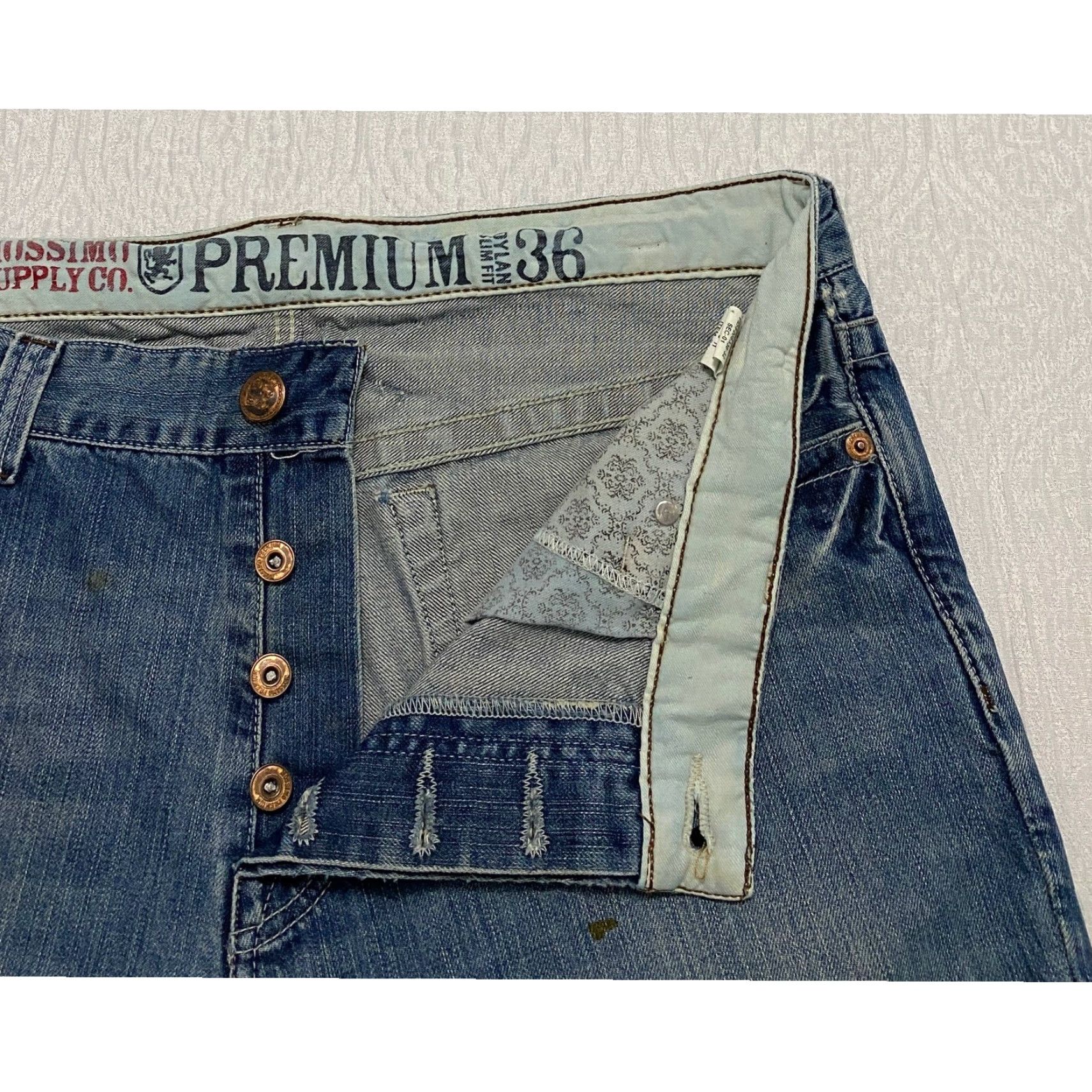 Mossimo Mossimo Supply Co Dylan Jeans Mens Slim Blue Denim 36×32 Bootcut 5-Pocket Distressed Grunge Art Casual Menswear Size US 36 / EU 52 - 3 Thumbnail