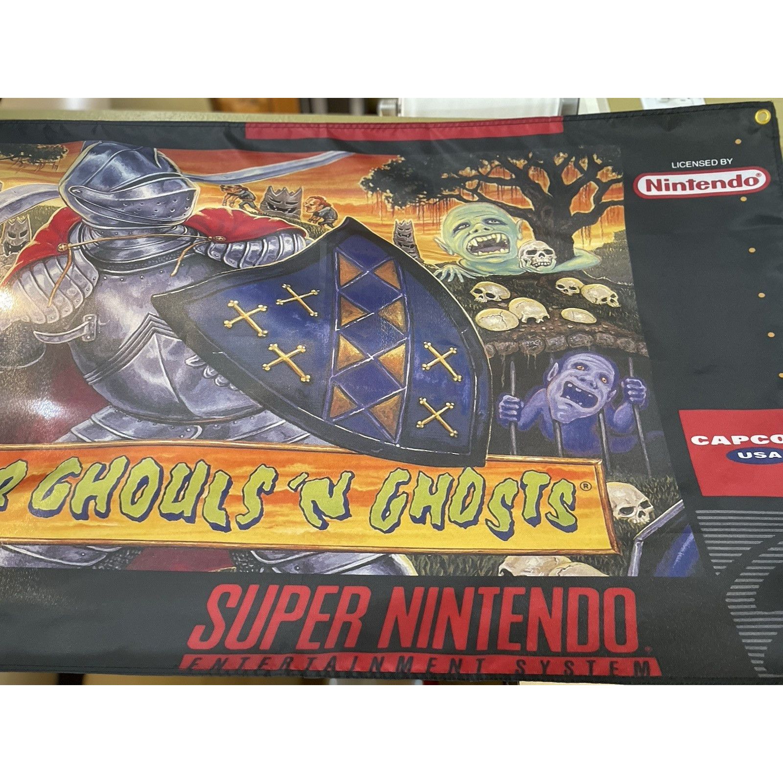 Nintendo Super Ghouls 'N Ghosts 5' Flag Banner Super Nintendo SNES 91 Size ONE SIZE - 3 Thumbnail