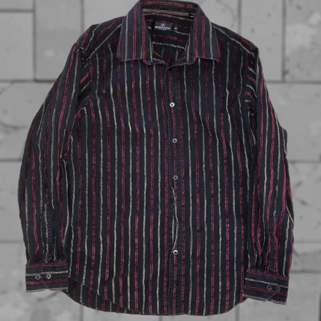 BUGATCHI Bugatchi Uomo Shirt Long Sleeve Button-Up XL Black Striped Mens Size XL Size US XL / EU 56 / 4 - 1 Thumbnail