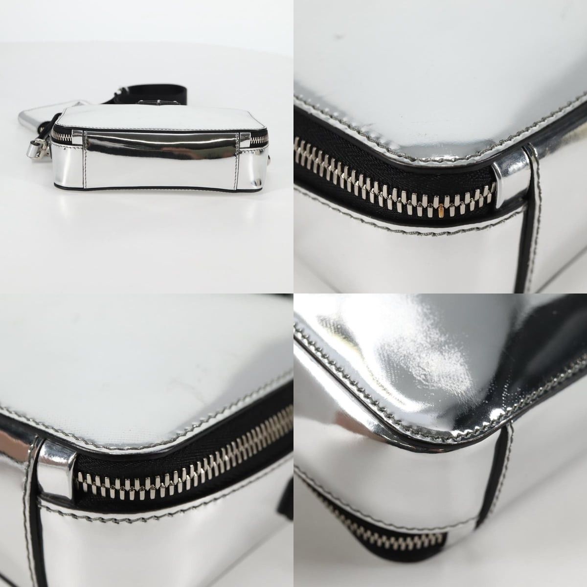 Prada PRADA Shoulder Bag Leather Silver 2vh070 2vh070 Size ONE SIZE - 10 Thumbnail