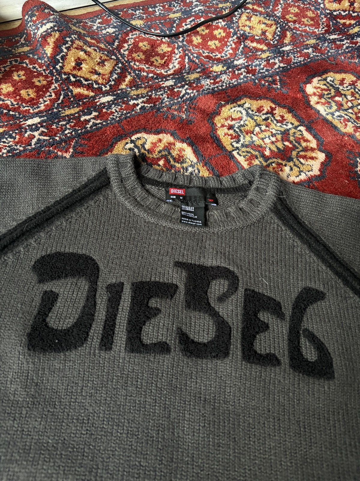 Diesel Diesel Gothic Logo Knit Sweater Vintage Wool Grey Size M Size M / US 6-8 / IT 42-44 - 2 Thumbnail