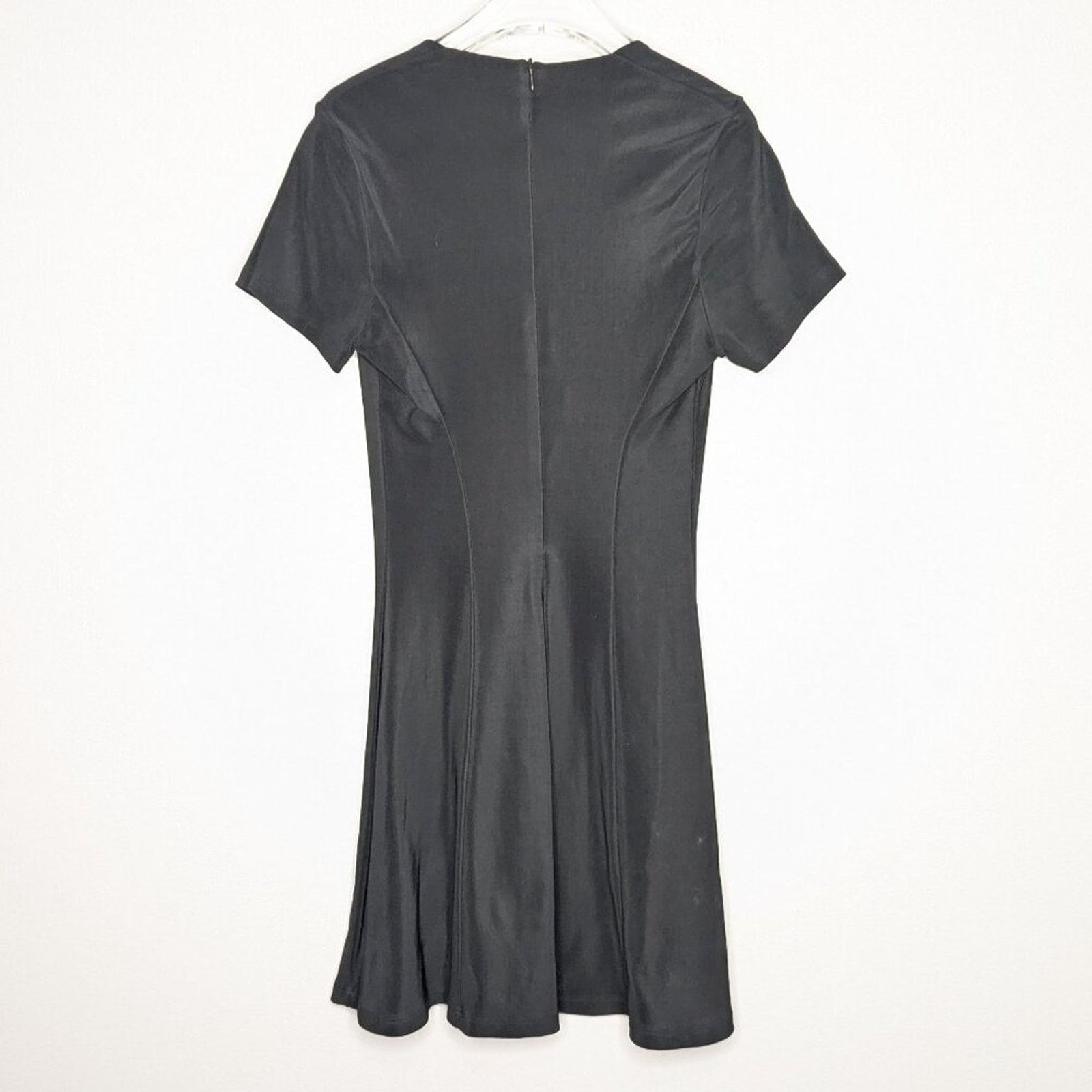 Vintage Carabella Vintage 90's Black Fit Flare Mini Dress Scoop Neck Size S / US 4 / IT 40 - 2 Thumbnail