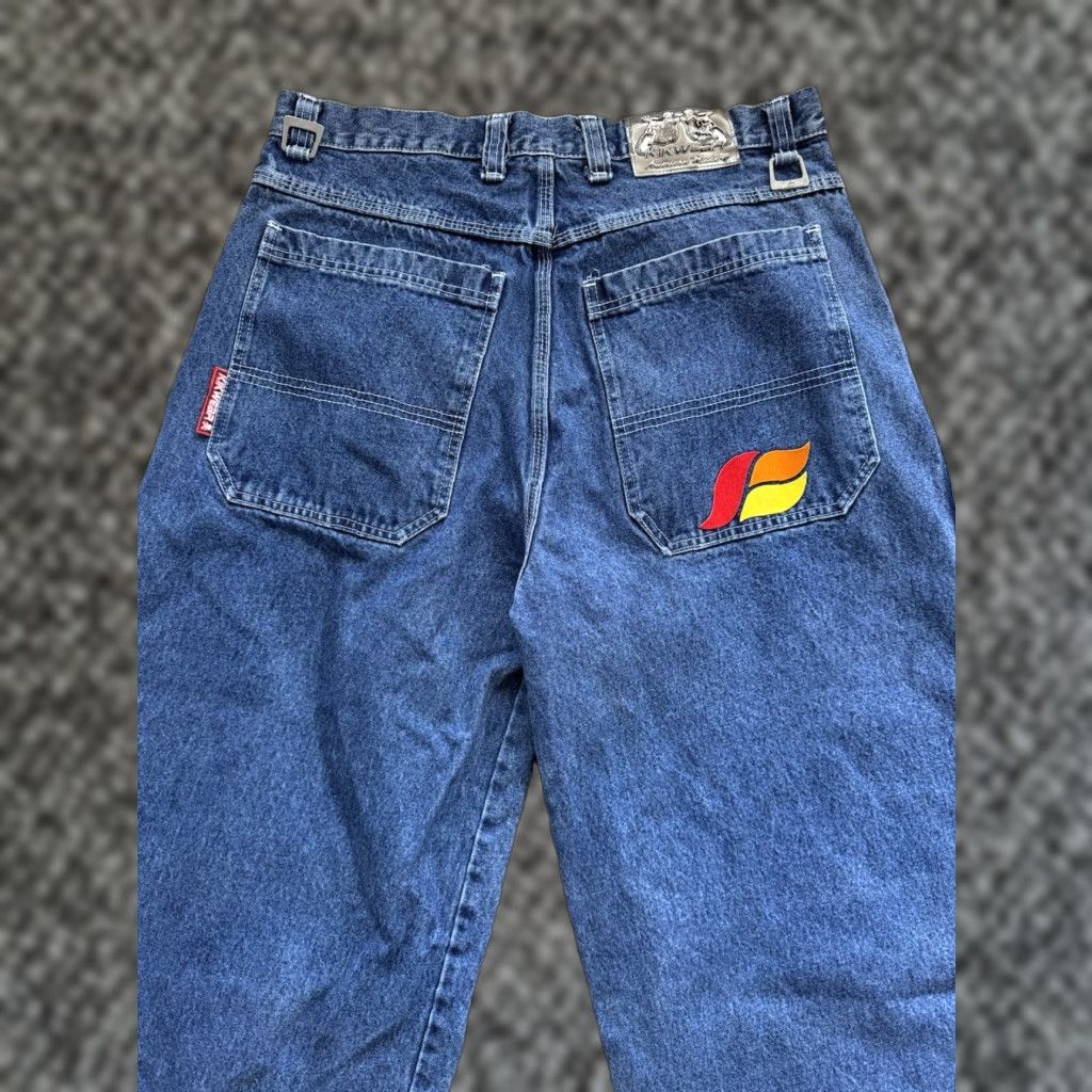 VINTAGE Kikwear Jeans Wide-Leg 90s Skate Hip Hop Grunge USA 36x31 Men Regular 36 Inseam 31 Color Blue Cotton
