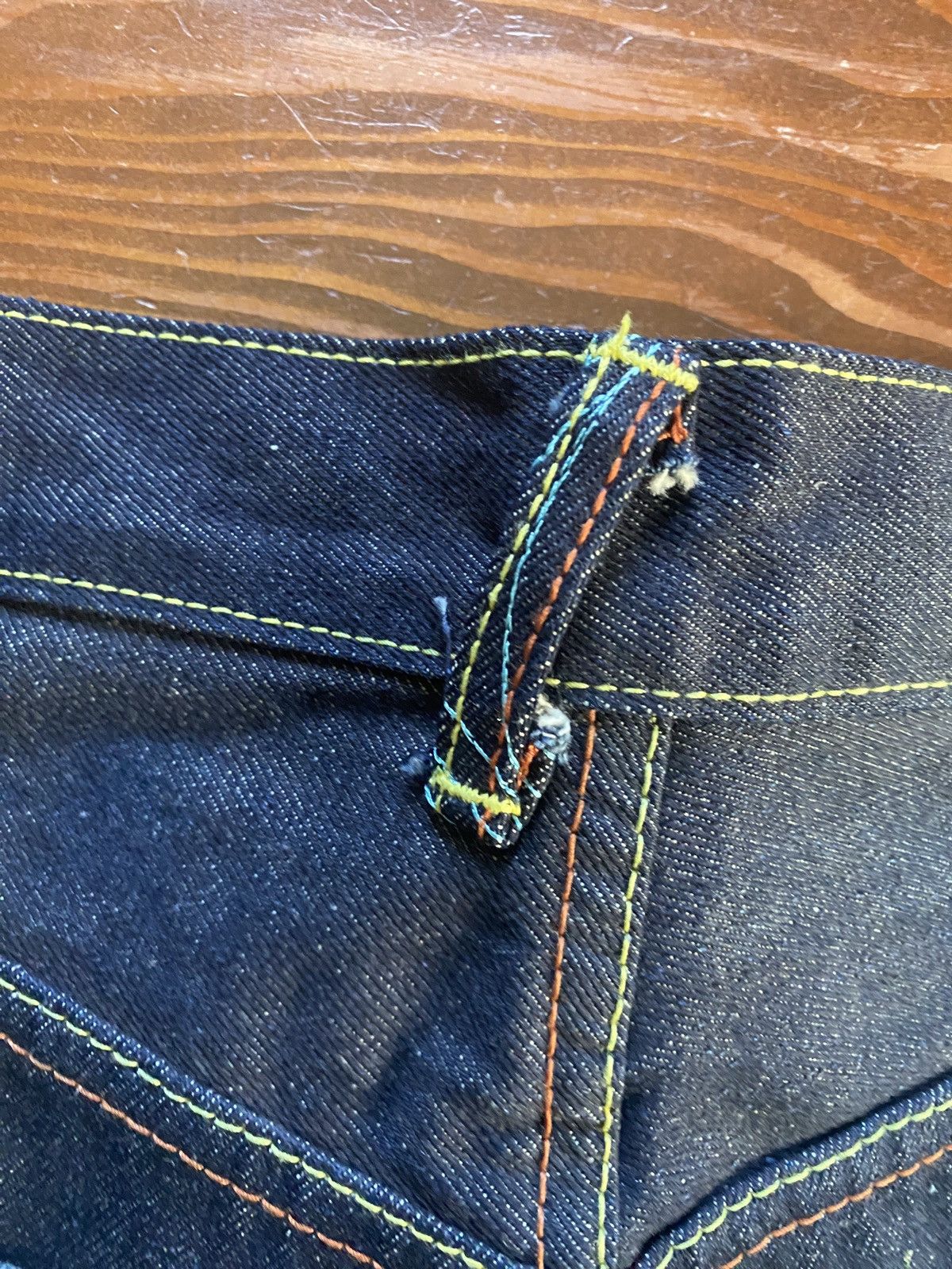 RMC Jeans Red Monkey Company Embroider Wide Denim Jean Short Selvedge Size US 37 - 7 Thumbnail