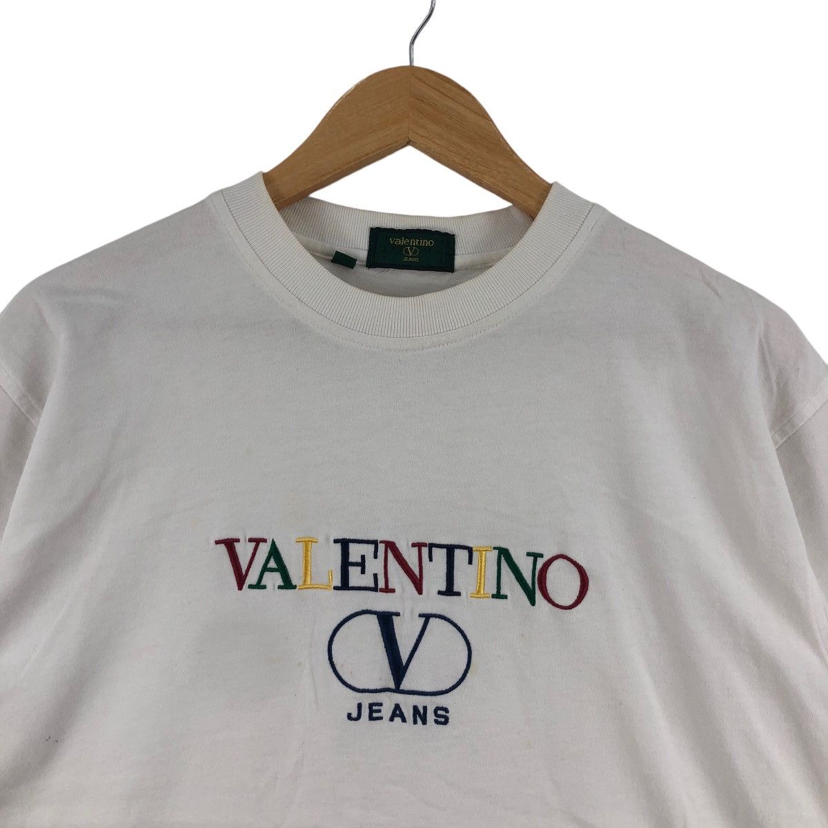 Valentino Vintage VALENTINO Jeans T-Shirt Big Logo Embroidered Size US M / EU 48-50 / 2 - 2 Thumbnail