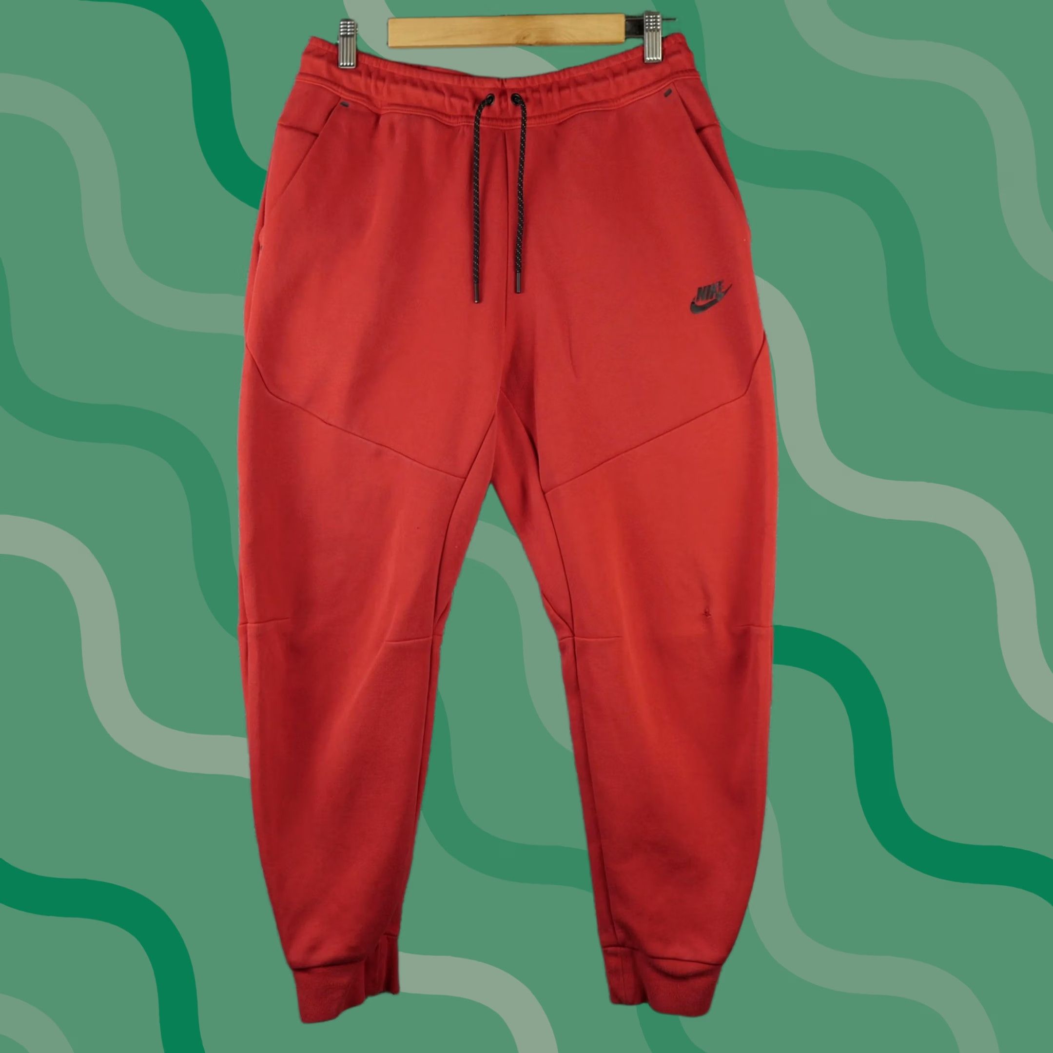 Nike Nike Tech Fleece Pants Mens M Red Jogger Sweatpants with Zip Pocket CU4495-657 Size US 31 - 1 Thumbnail