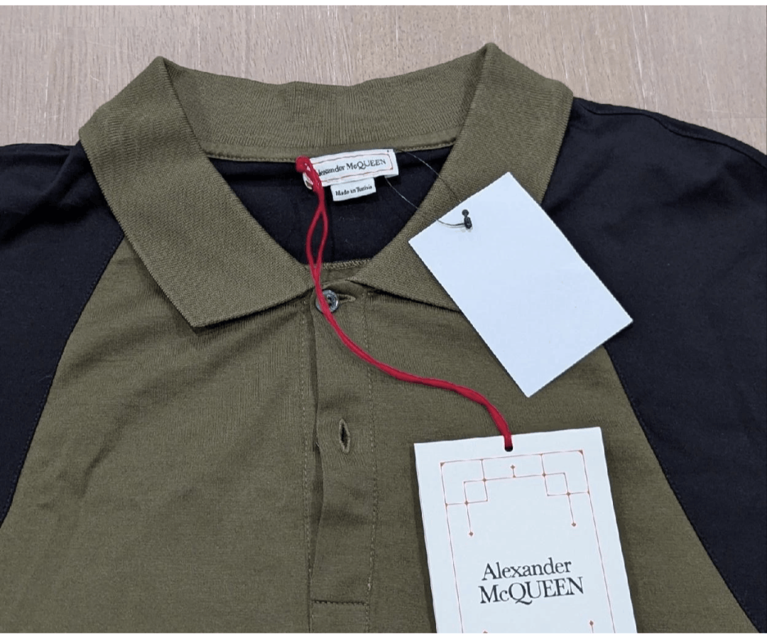 Alexander McQueen Colorblock Polo Shirt Olive/Black XL