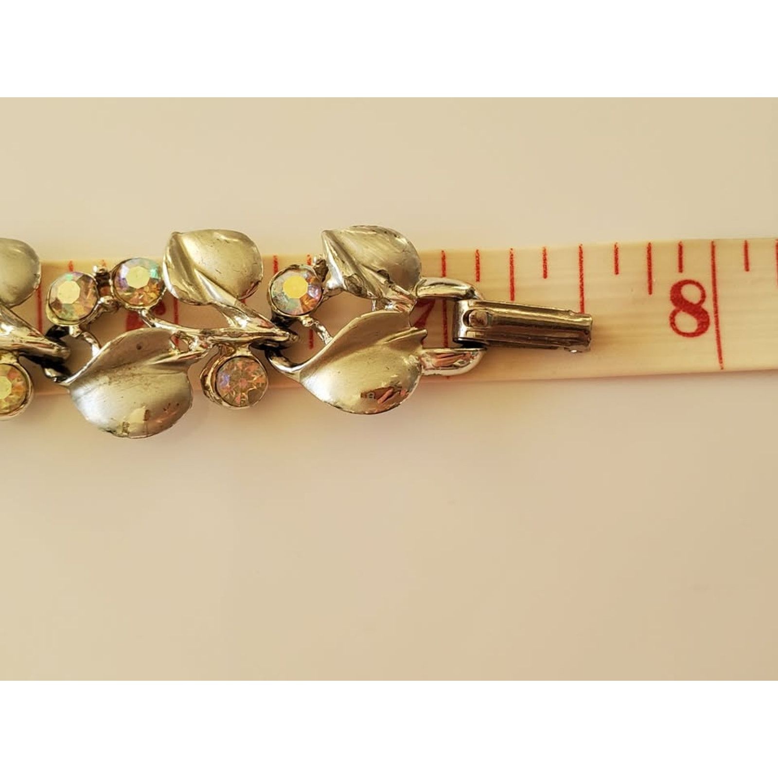 Other Vintage 1960s BSK AB Clear Rhinestone Floral Bracelet Size ONE SIZE - 5 Thumbnail