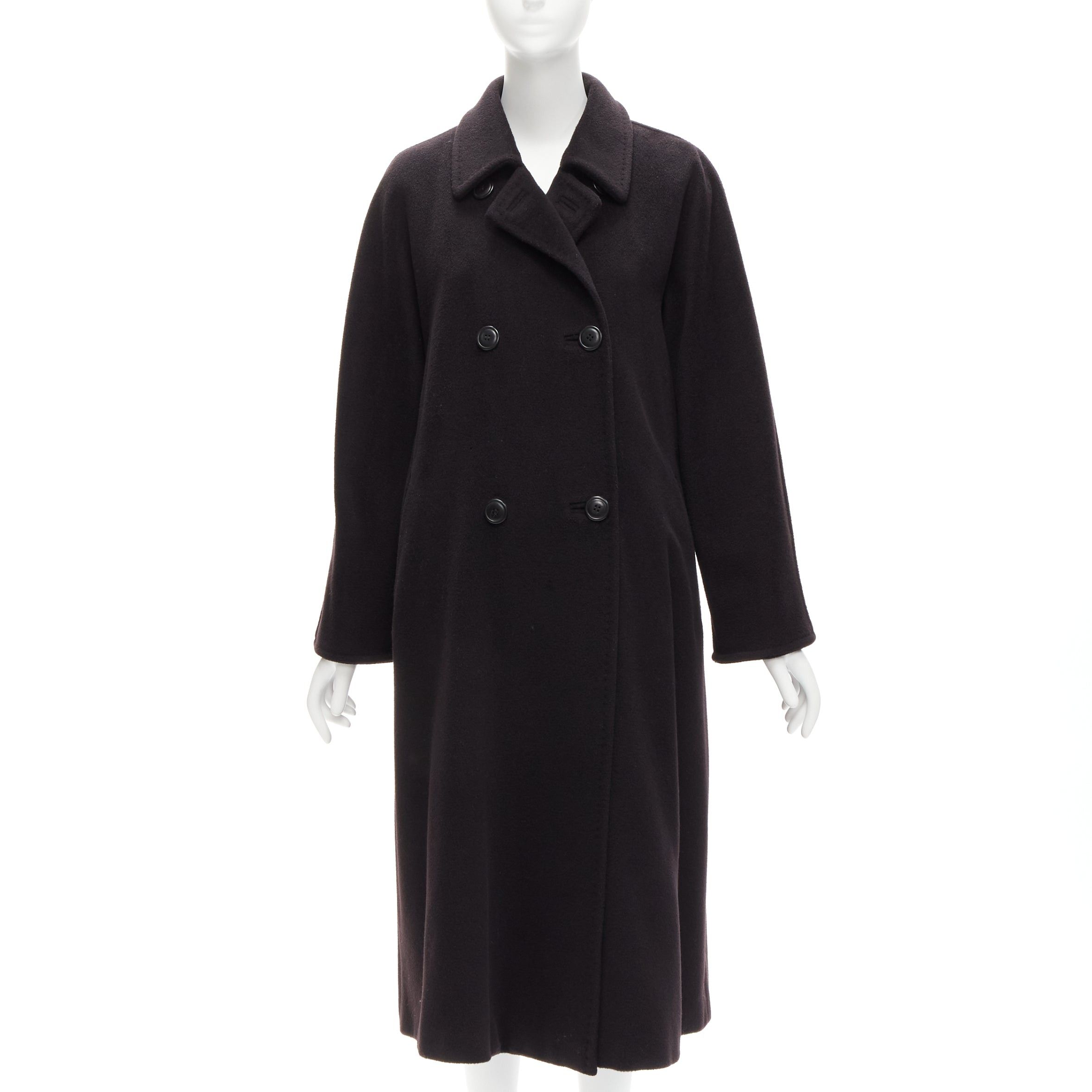 image of Max Mara Black Virgin Wool Cashmere Double Breasted Coat It36 Xxs, Women's