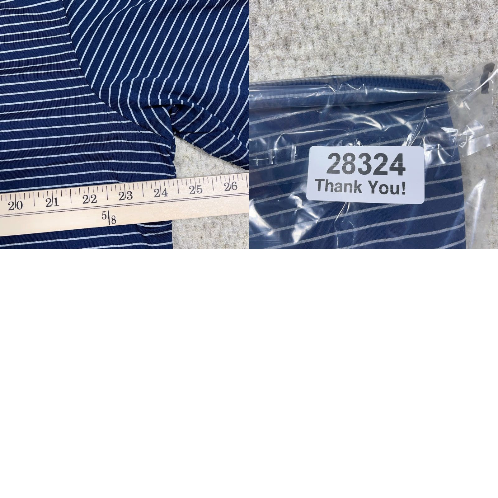 Vintage Short Par 4 Polo Shirt Men XL Navy Blue Striped Performance Wicking Golf Adult Size US XL / EU 56 / 4 - 8 Thumbnail