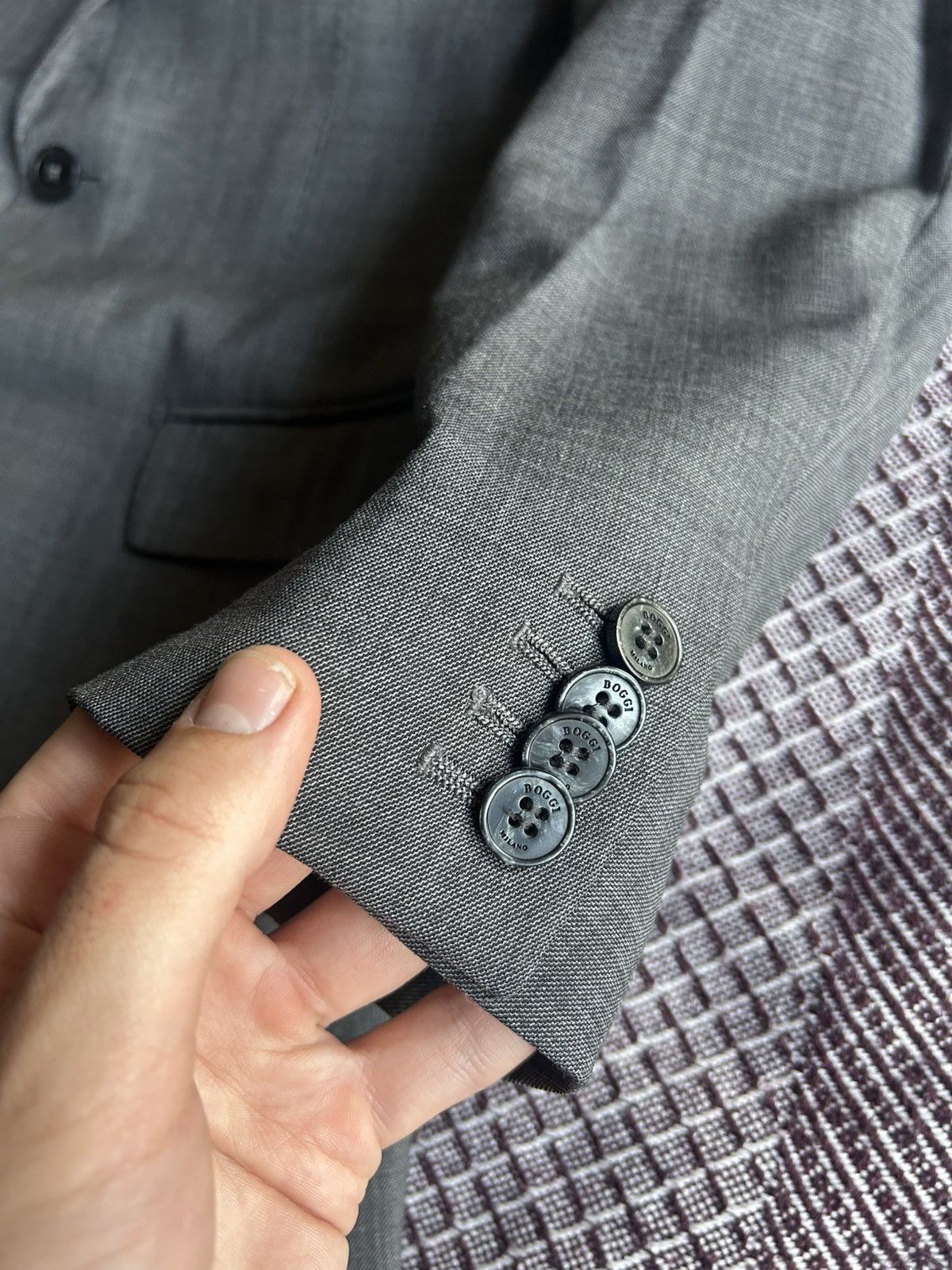 Boggi × Designer Boggi Milano Luxury Blazer Mens Grey Pure Wool 120’S Size 48 Size 48R - 5 Thumbnail