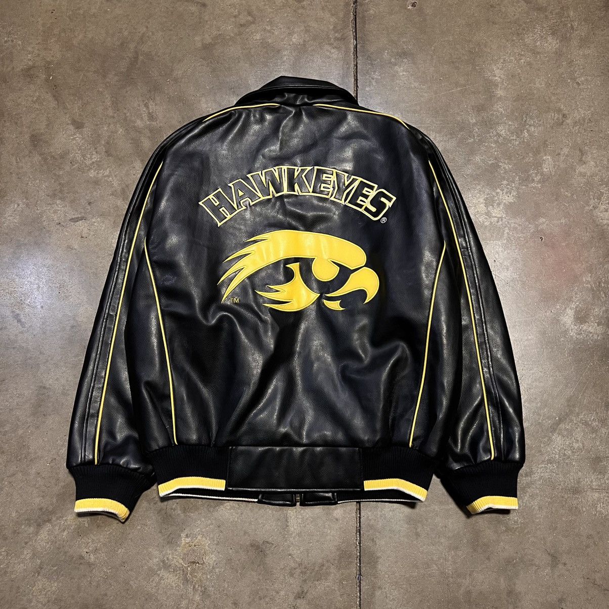 Vintage Iowa Hawkeyes Leather Jacket Varsity Bomber 90s Y2k