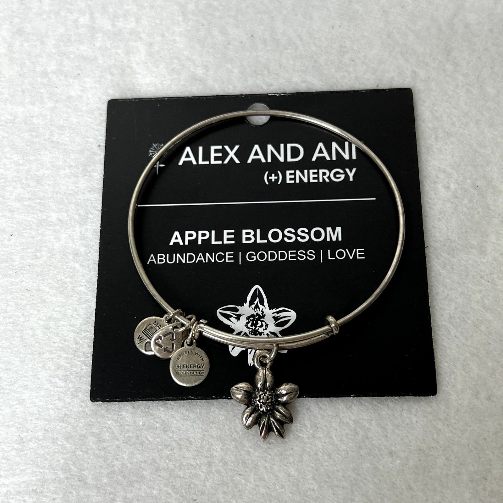 Other Alex and Ani Silver Apple Blossom Charm Bangle Bracelet Size ONE SIZE - 1 Thumbnail