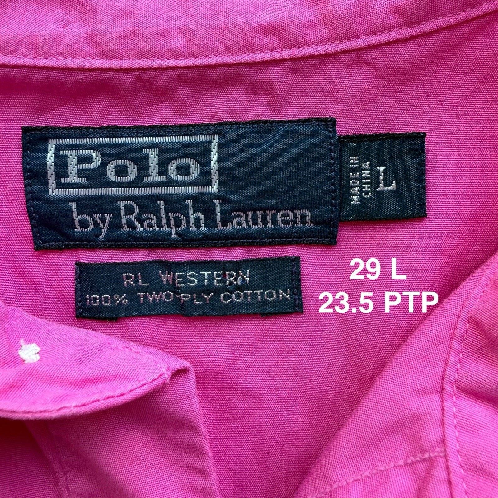 Polo Ralph Lauren × Vintage Vintage Polo Ralph Lauren Pearl Snap Shirt L Pink 90s RL Size US L / EU 52-54 / 3 - 6 Thumbnail