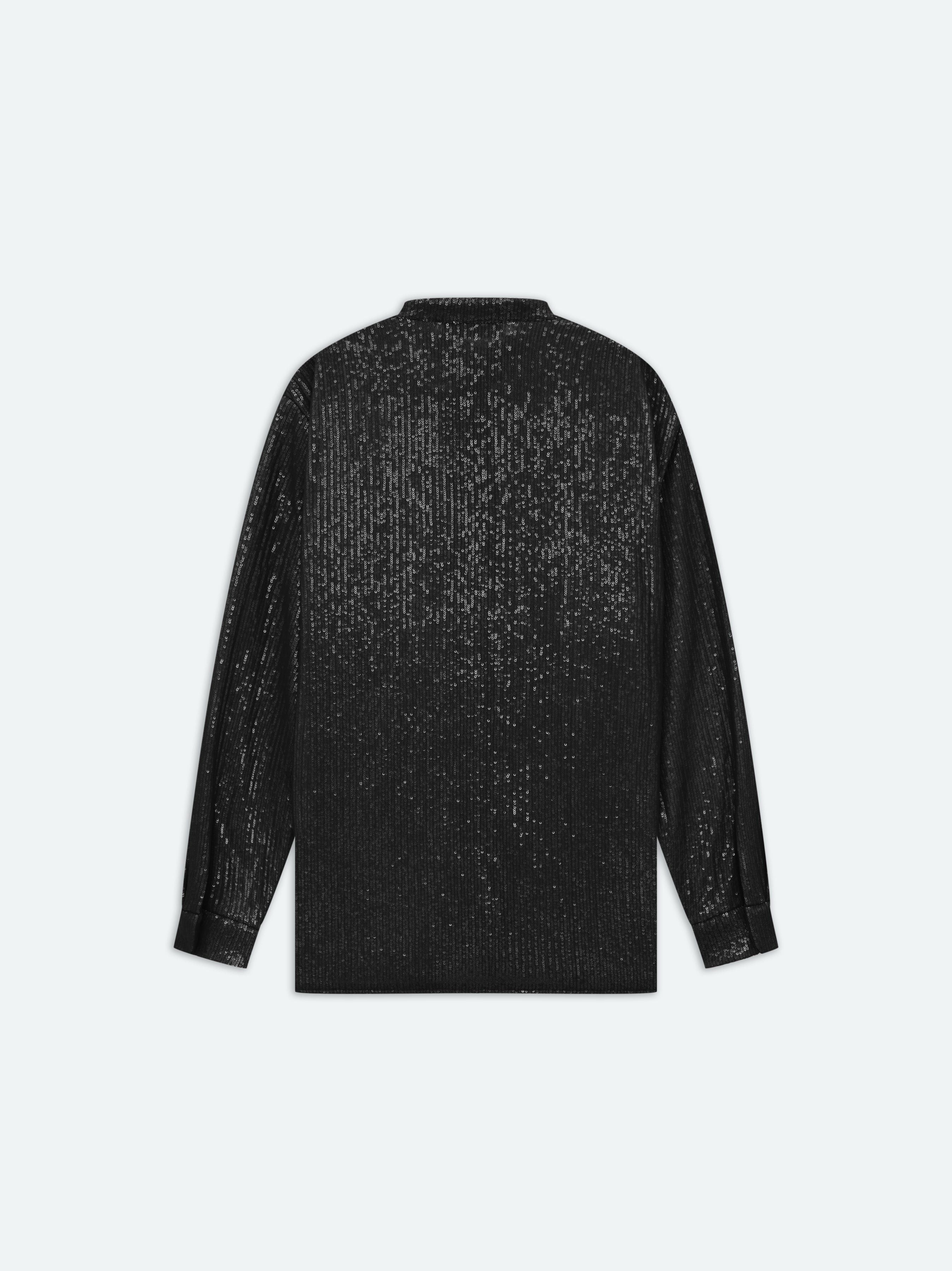 Amiri o1s1wg110525 Tab Collar Covered Sequin Shirt in Black Size US S / EU 44-46 / 1 - 2 Thumbnail
