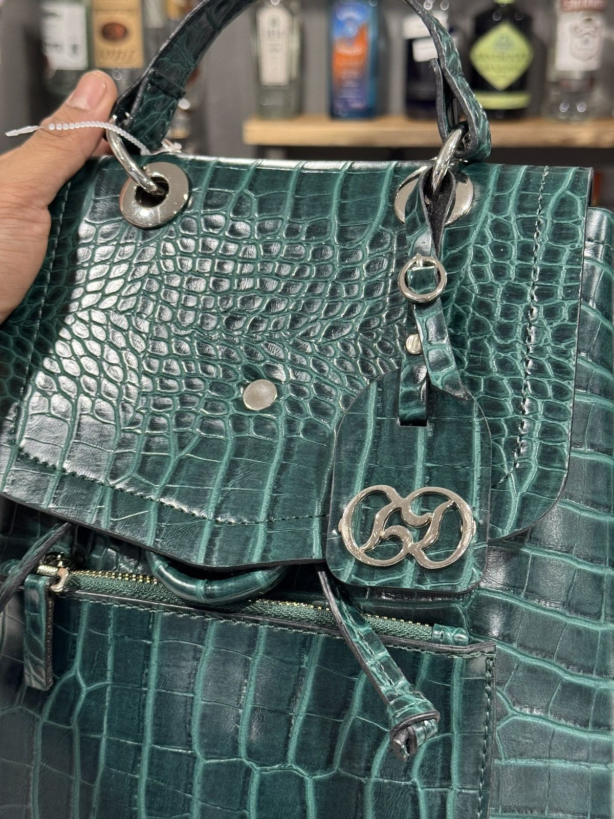 Bottega Veneta Daniellee Green Alligator Embossed Leather Women's Backpack Size ONE SIZE - 9 Thumbnail