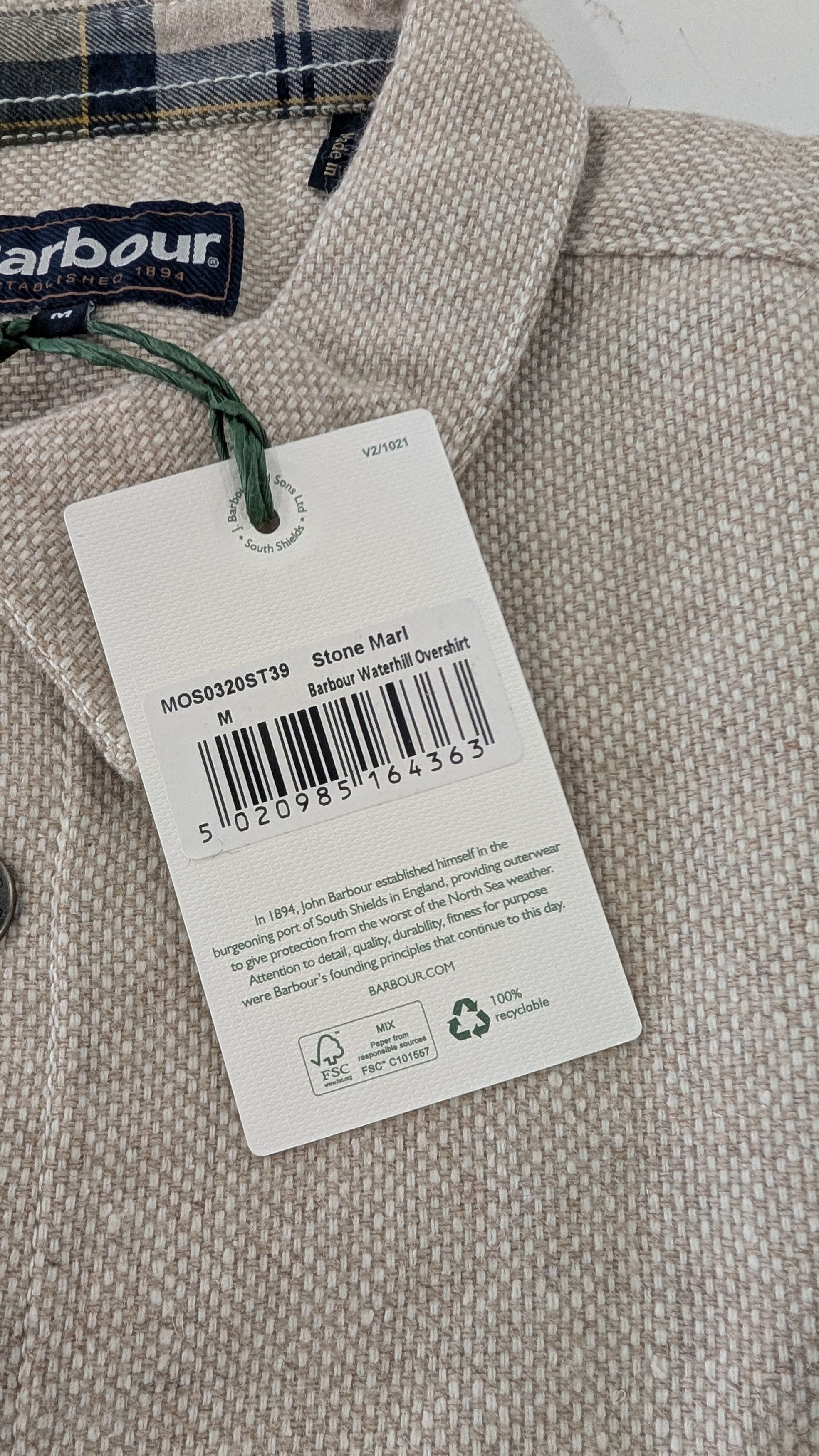 Barbour Barbour Waterhill Tailored Overshirt Stone Marl Wool Blend Size US M / EU 48-50 / 2 - 6 Thumbnail