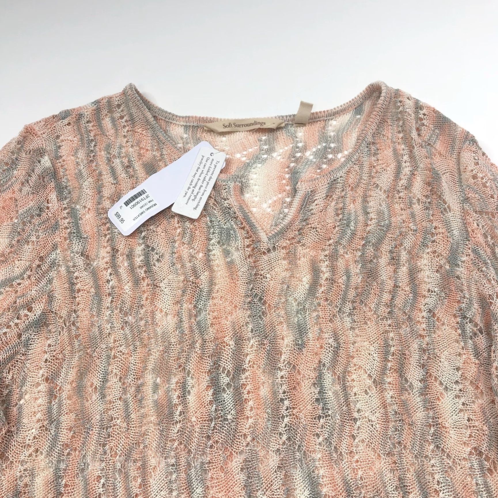Soft Surroundings Soft Surroundings Pullover Sweater Pink Eyelet V-Neck 2FT91 XL Women Casual Pullover Knit Size XL / US 12-14 / IT 48-50 - 7 Thumbnail