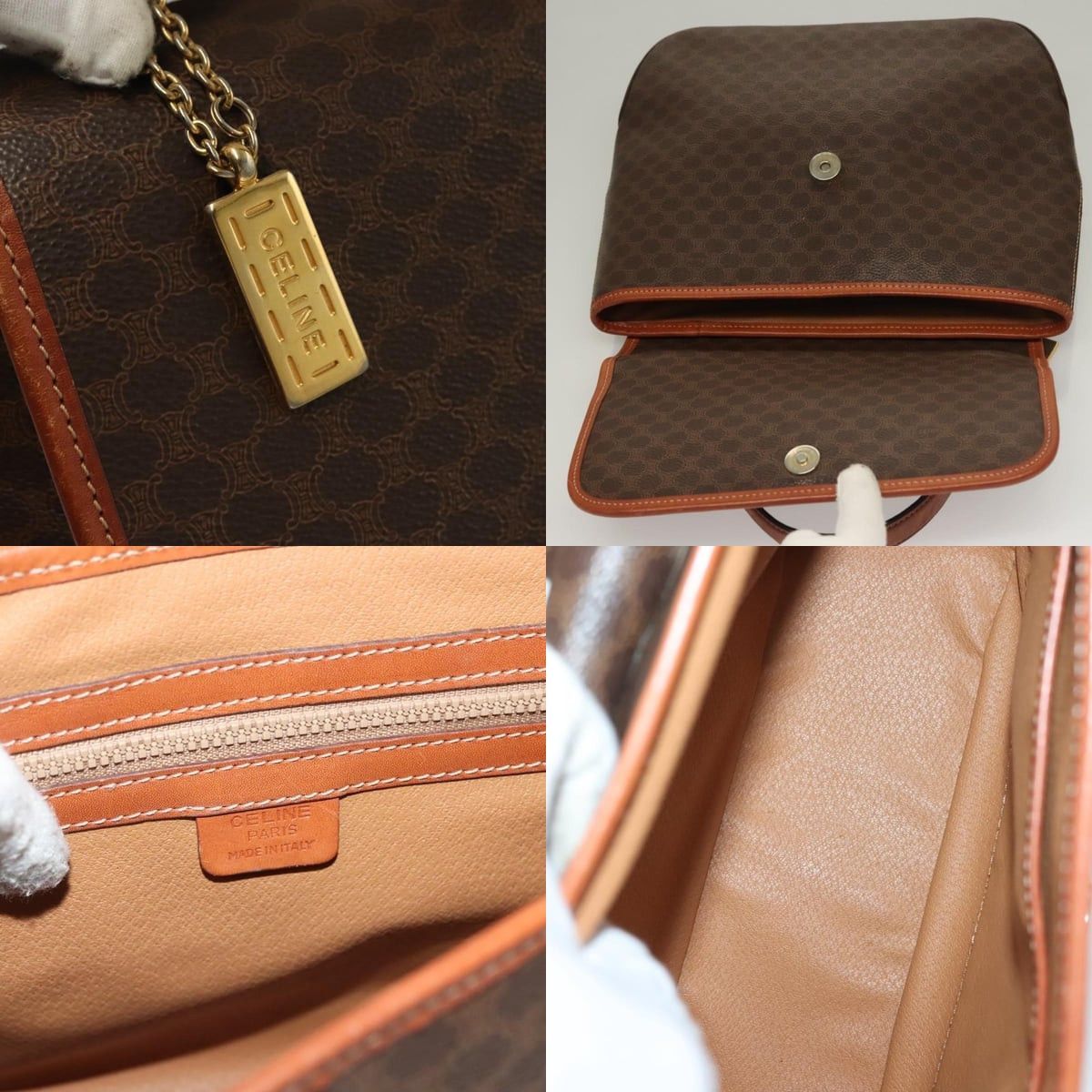 Celine CELINE Macadam Canvas Hand Bag Pvc Leather Brown Gold Size ONE SIZE - 11 Thumbnail