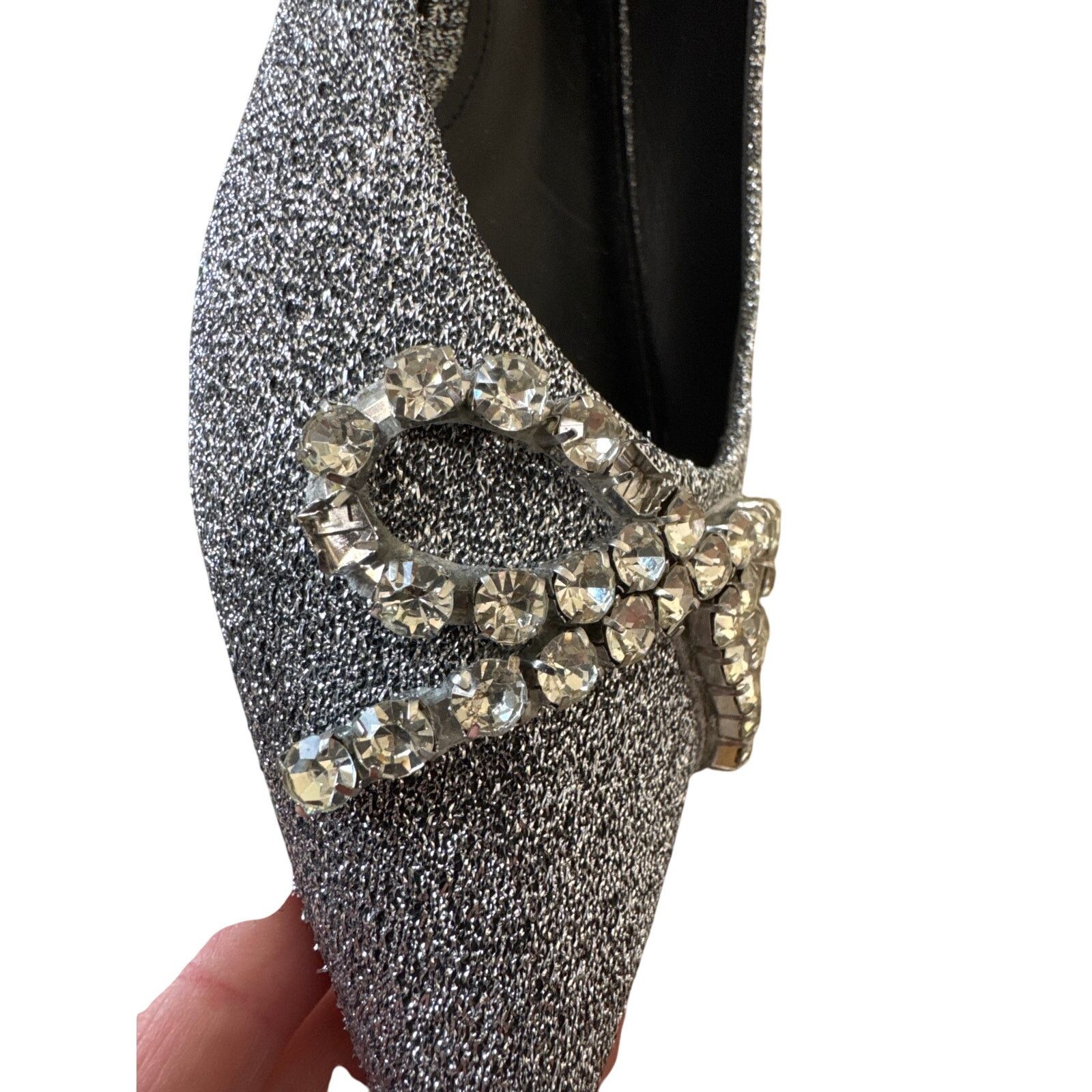 Other LARROUDE Anthropologie "Lee" Flat Silver with Crystal Bow Size US 8 / IT 38 - 6 Thumbnail