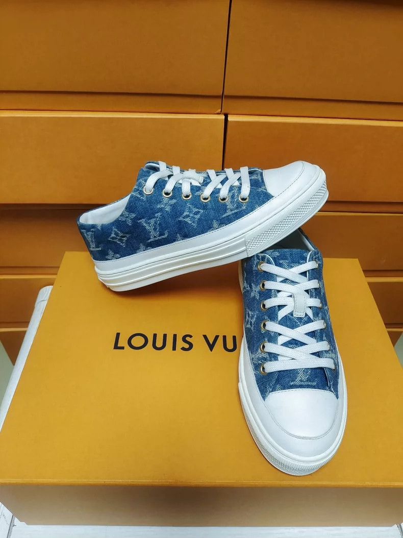 Louis Vuitton LV Denim Blue Lace-Up Sneakers for Women-2507 Size US 5 / IT 35 - 4 Thumbnail