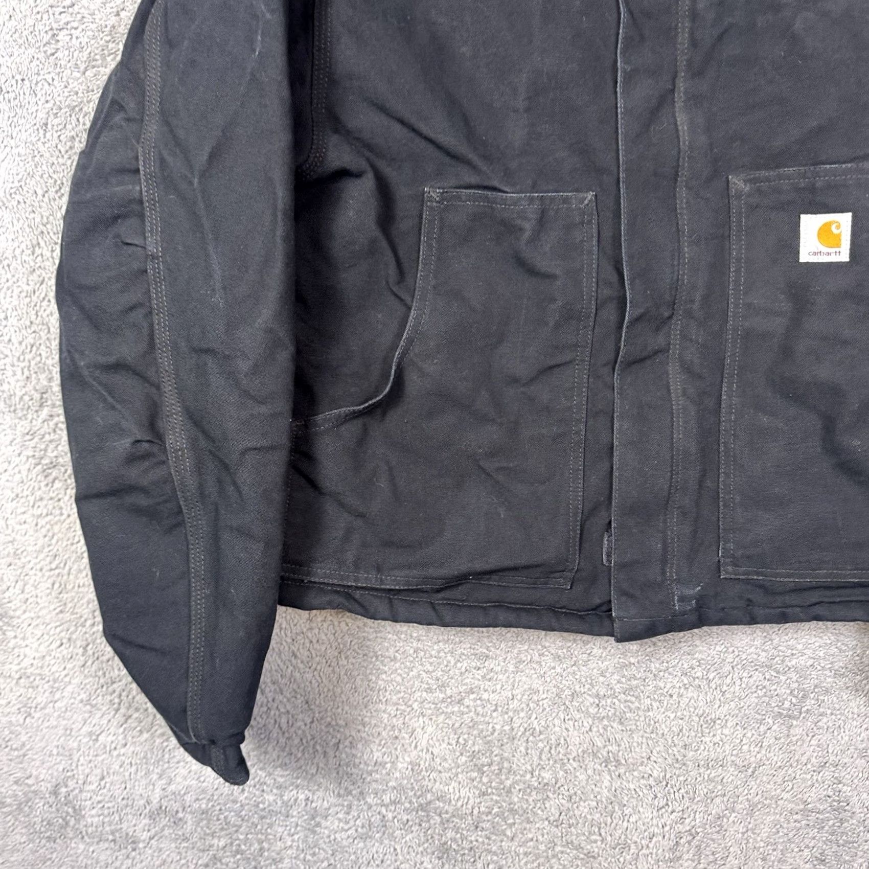 Carhartt VINTAGE Carhartt Jacket Men's 48R Detroit Black Arctic Quilt Lined Distress Fade Shirt Size US M / EU 48-50 / 2 - 2 Thumbnail
