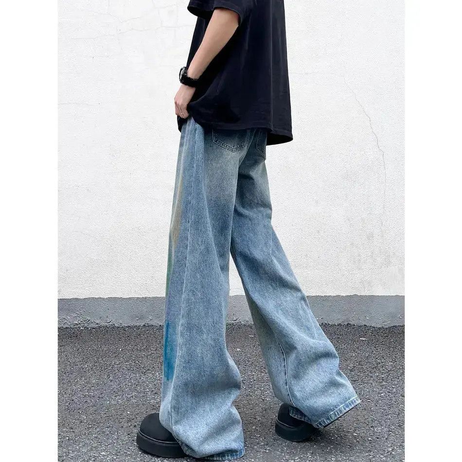 Japanese Brand Retro loose wide leg graffiti jeans Size US 30 / EU 46 - 2 Thumbnail