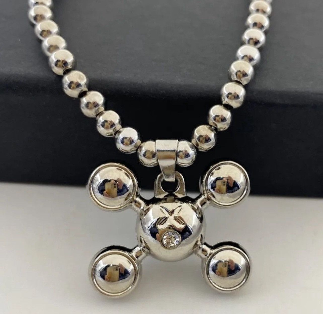 Jewelry Round Bead Chain Quadangle Ball Pendant Size ONE SIZE - 2 Thumbnail