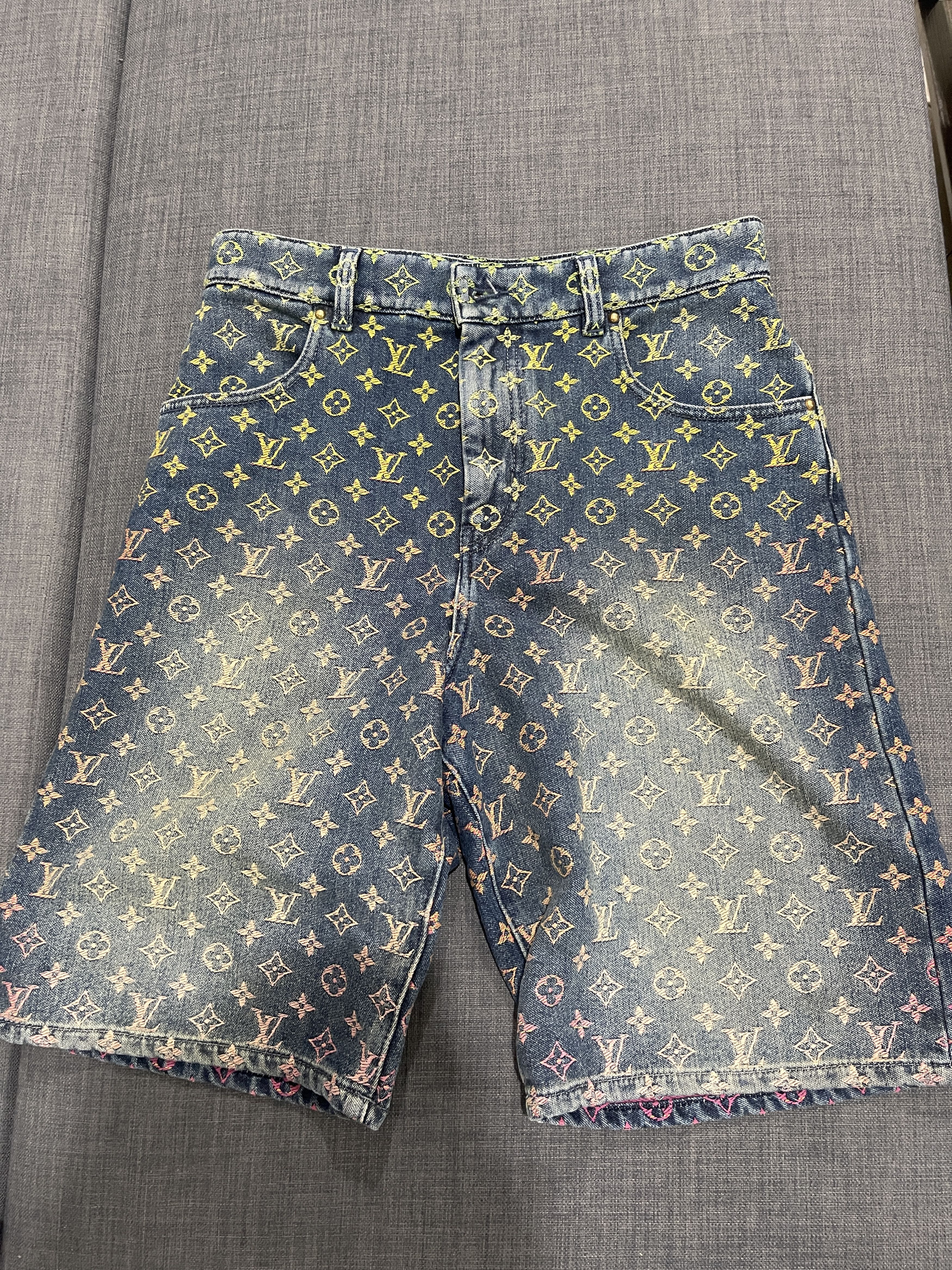 Louis Vuitton Louis Vuitton Rainbow Monogram Denim Shorts Size US 29 - 1 Thumbnail