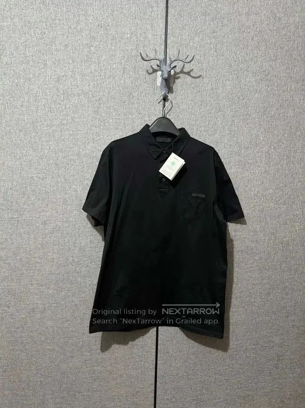 Prada Prada Black Silk Embroidered Logo Men's Polo. Size US XL / EU 56 / 4 - 1 Thumbnail