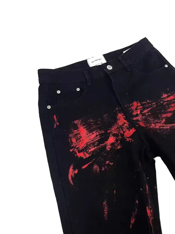Jean Handmade monogrammed Y2K punk micro flare jeans Size US 30 / EU 46 - 2 Thumbnail