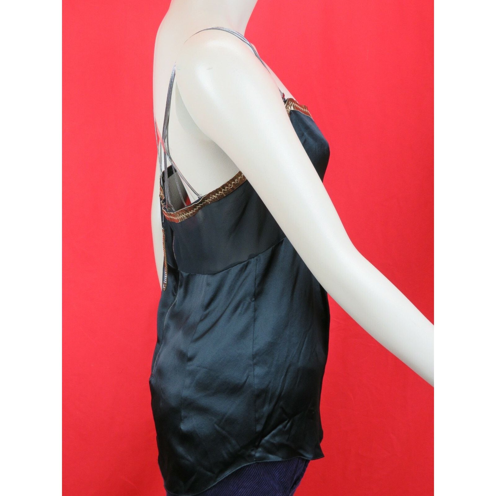 Dolce & Gabbana DOLCE GABBANA BLACK SILK 4X CHAIN STRAPS DRESS TOP 42 ITALY Size M / US 6-8 / IT 42-44 - 8 Thumbnail