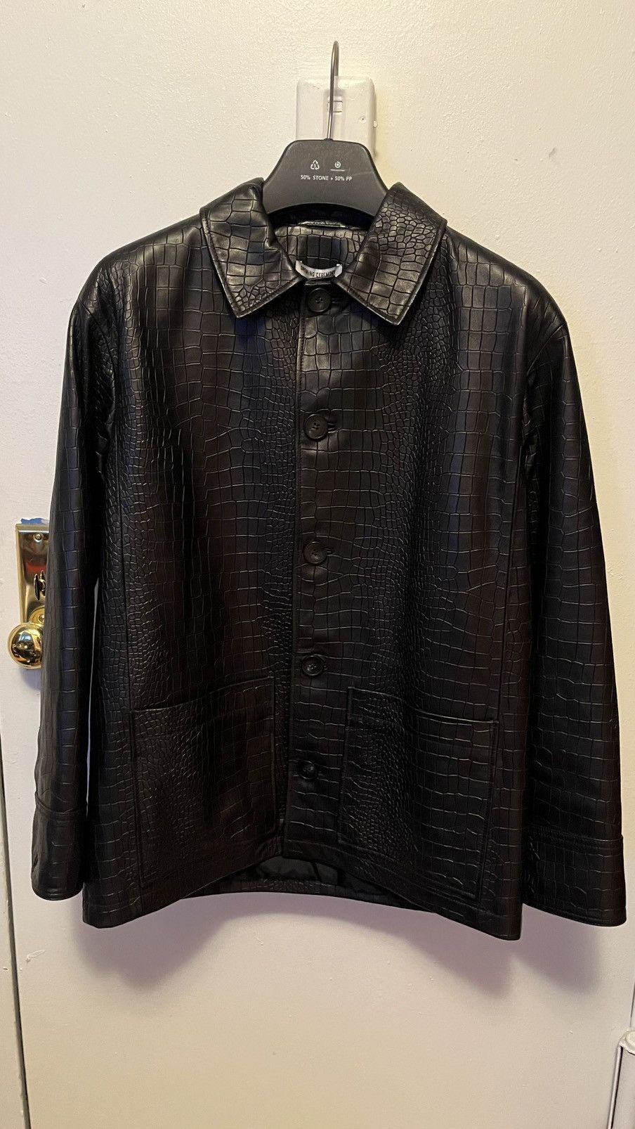 Opening Ceremony Opening Ceremony Black Croc Embossed Button Leather Jacket Size US XS / EU 42 / 0 - 1 Thumbnail