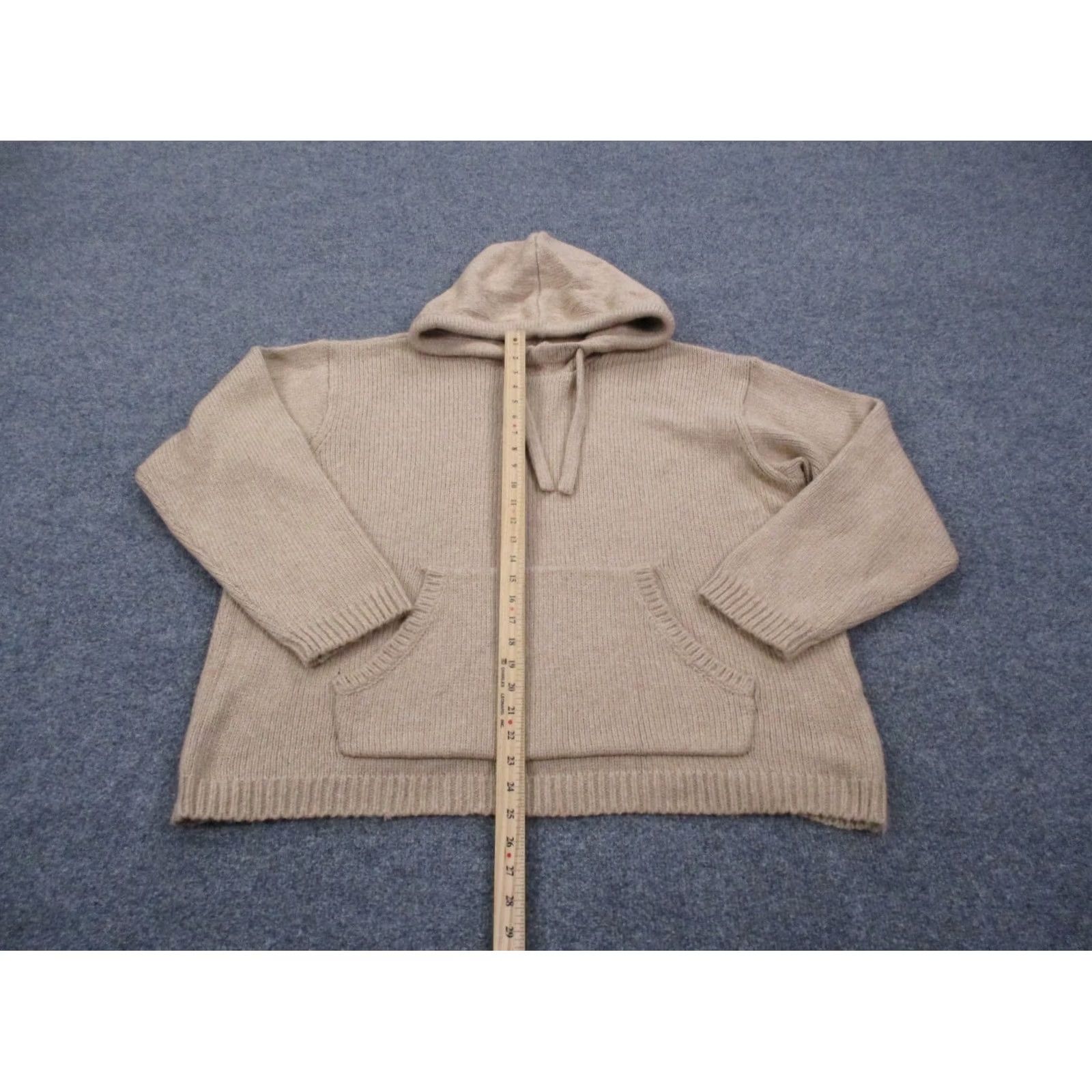 Marine Layer Marine Layer Sweater Womens XL Beige Hooded Pullover Relaxed Knit Wool Alpaca Nylon Polyester Warm Pockets 90s Style Mens Womens Size XL / US 12-14 / IT 48-50 - 3 Thumbnail
