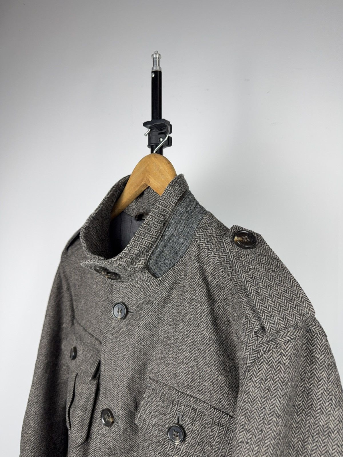 Hugo Boss Luxury 00s Hugo Boss Herringbone Field Jacket Grey Wool Size US L / EU 52-54 / 3 - 2 Thumbnail