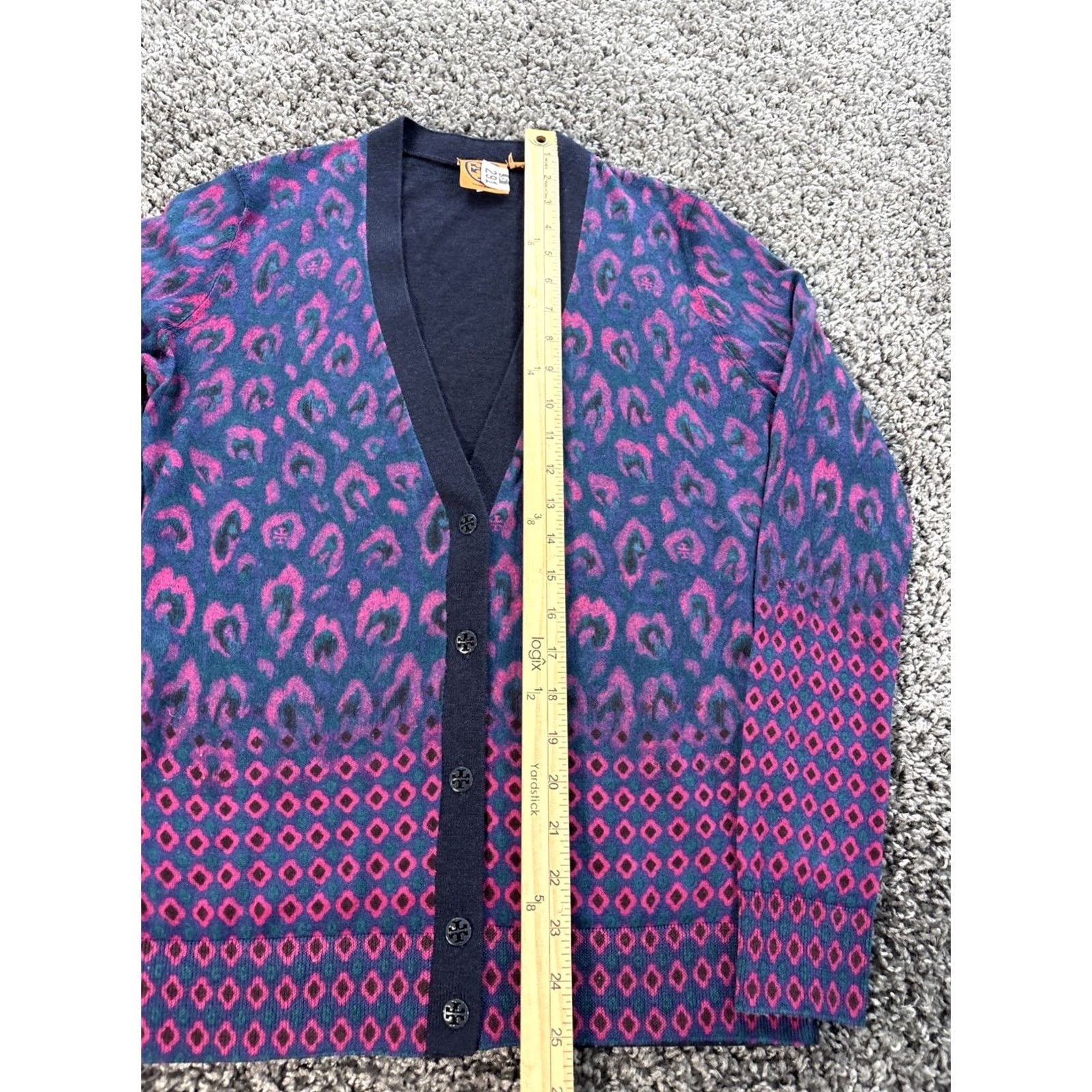 Tory Burch Tory Burch Cardigan Womens M Merino Wool Leopard Animal Print Purple Knit Button V-Neck Regular Sweatery Casual Ladies Women Size M / US 6-8 / IT 42-44 - 2 Thumbnail