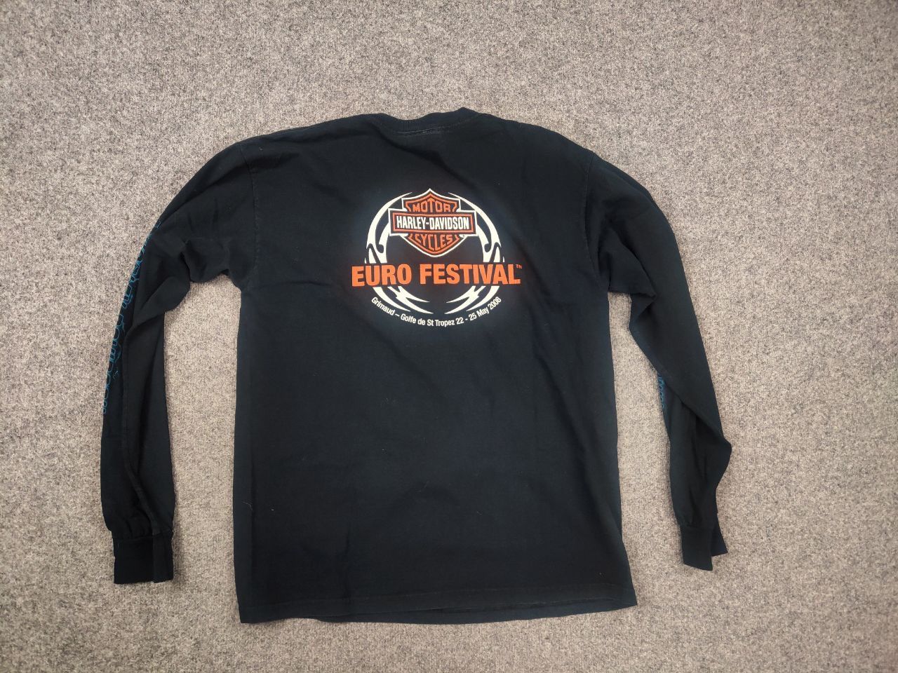 Harley Davidson Vintage Harley Davidson Fire Blue Logo Long sleeve Y2K Style Size US L / EU 52-54 / 3 - 9 Thumbnail