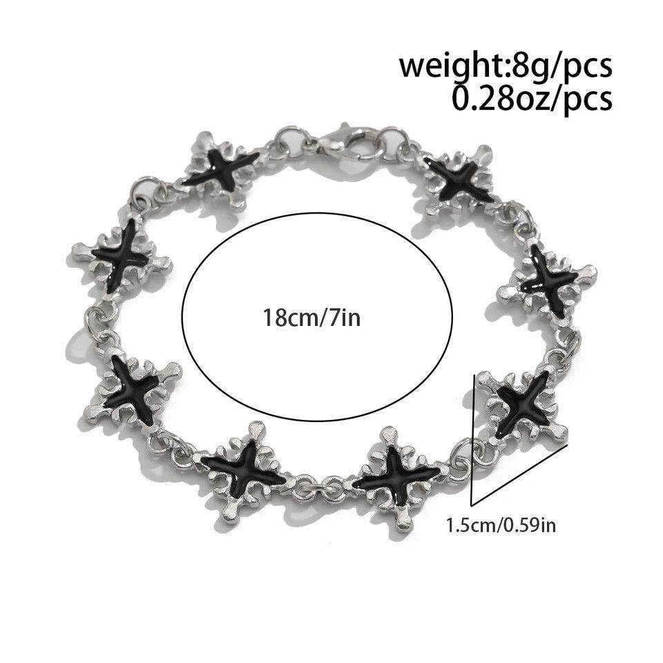 Jewelry Punk Drip Black Oil Cross Bracelet Size ONE SIZE - 6 Thumbnail