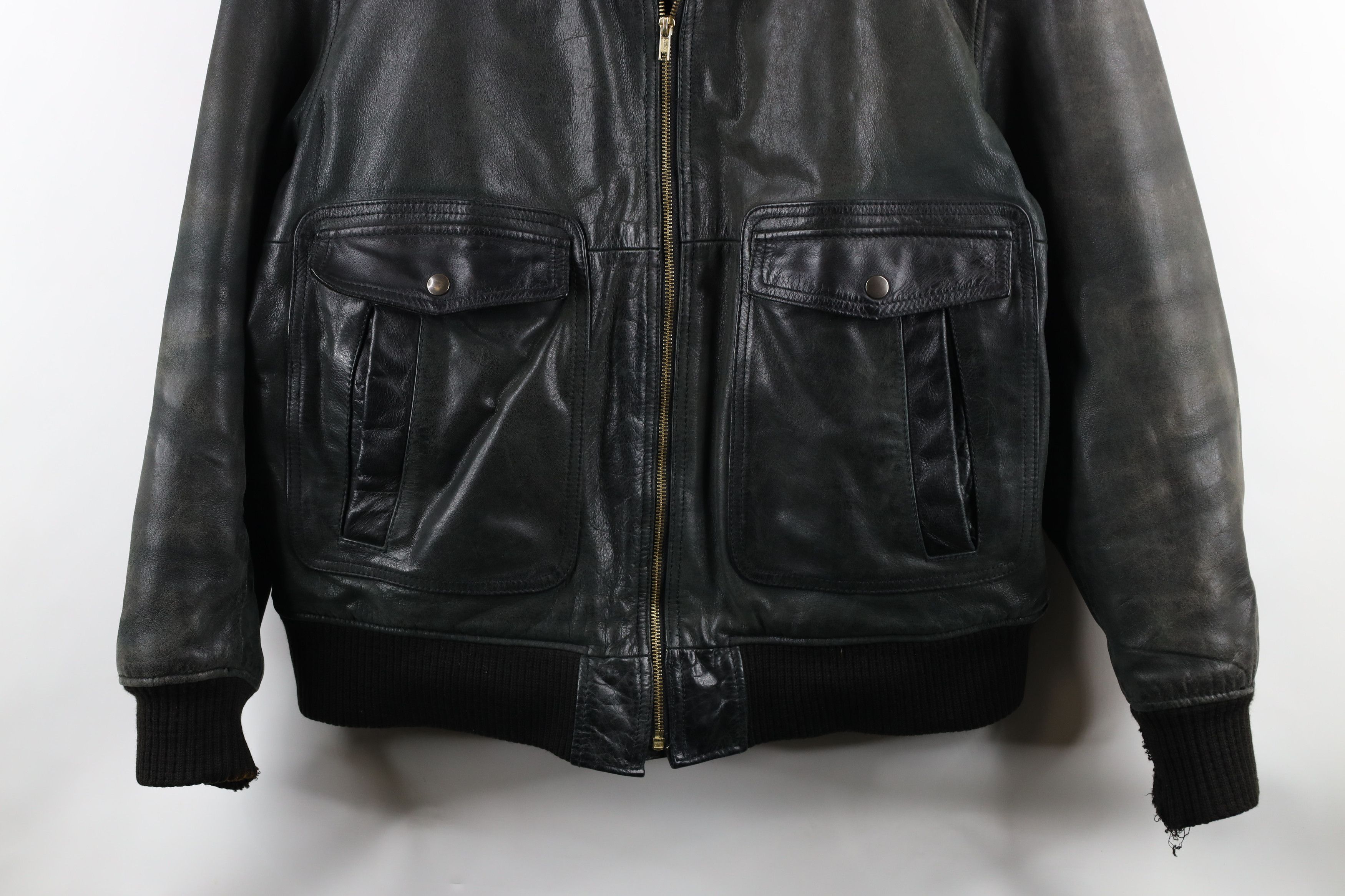 Vintage 90s Streetwear Full Zip Leather Flight Bomber Jacket