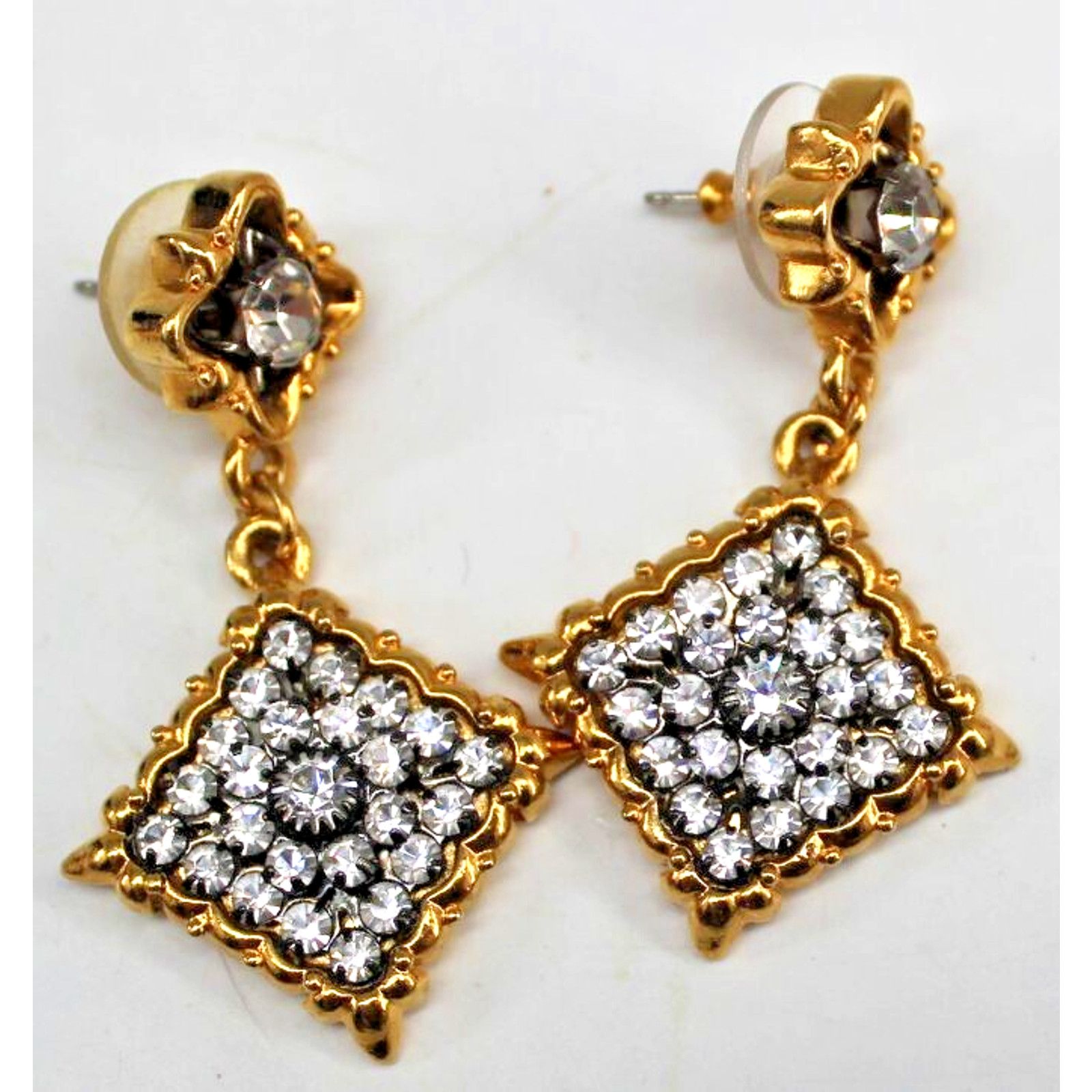 Other Elegant Avon Earrings Gold Tone White Rhinestone Studded Size ONE SIZE - 1 Thumbnail
