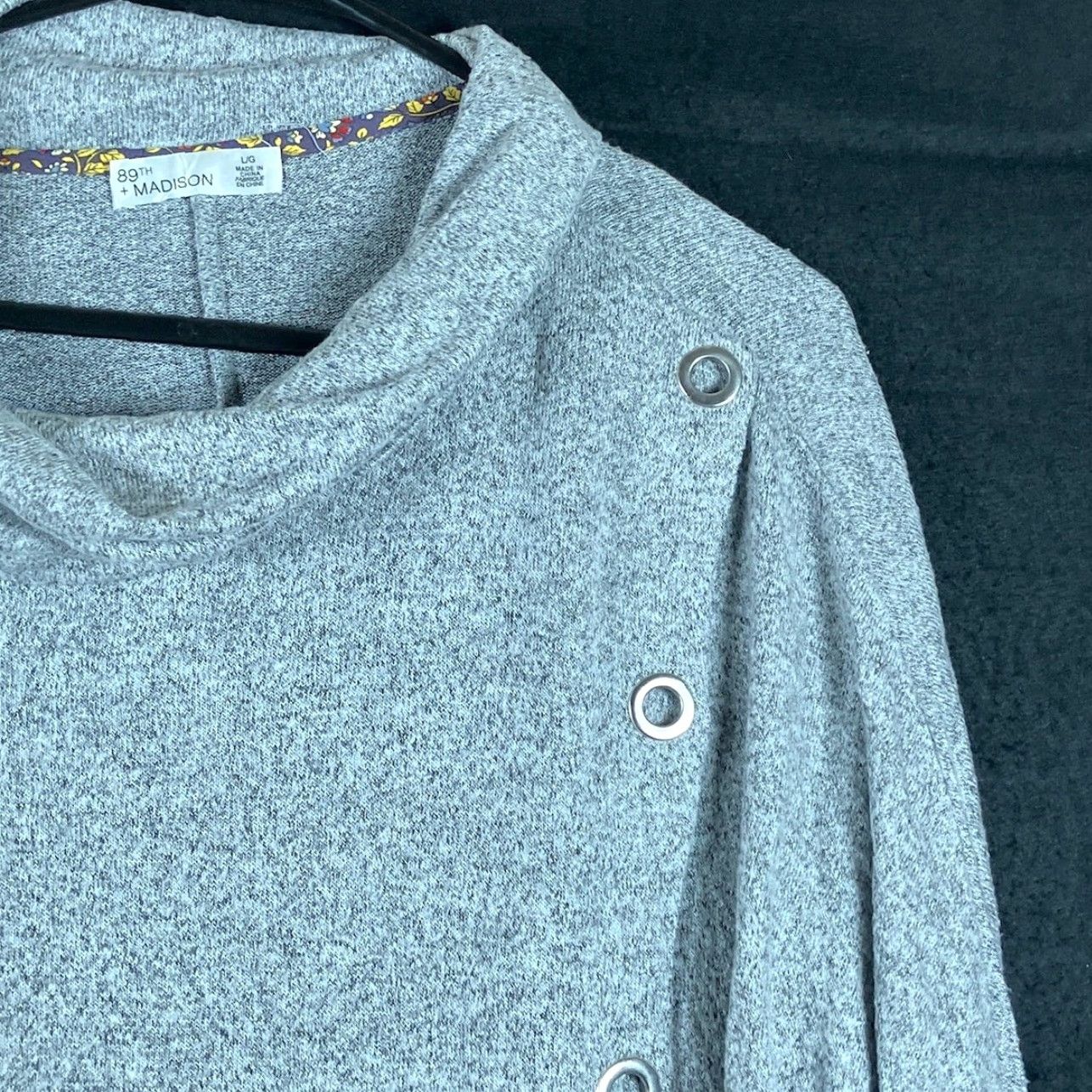 Vintage 89th & Madison Womens Sweater Gray Cowl Neck Knit Stretch L Woolless? (Note: Unable to confirm material blend) Size L / US 10 / IT 46 - 5 Thumbnail